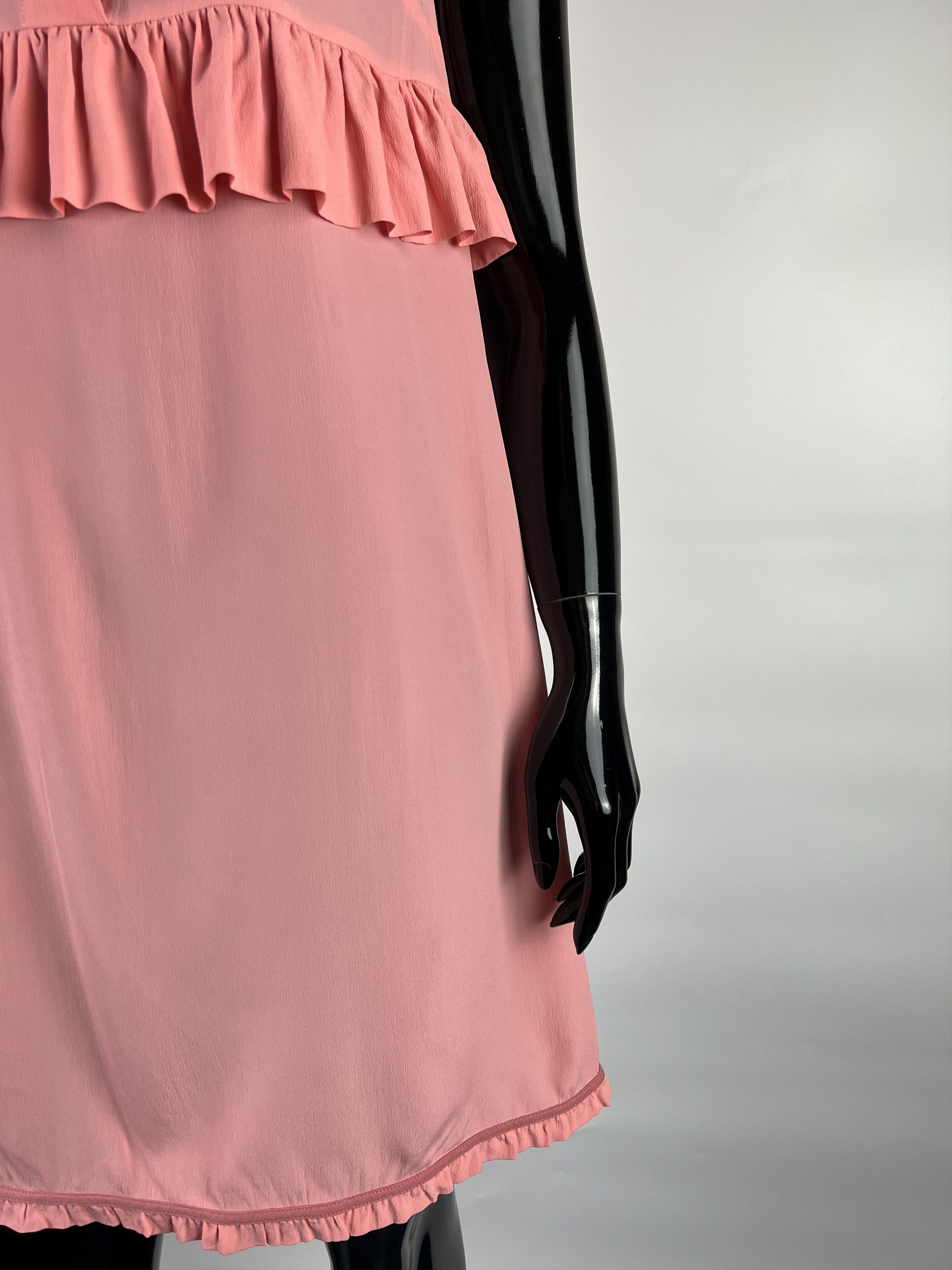 Marni Marni Pink Ruffled Silk Button Sleeveless Dress Size 40 Size S / US 4 / IT 40 - 9 Thumbnail