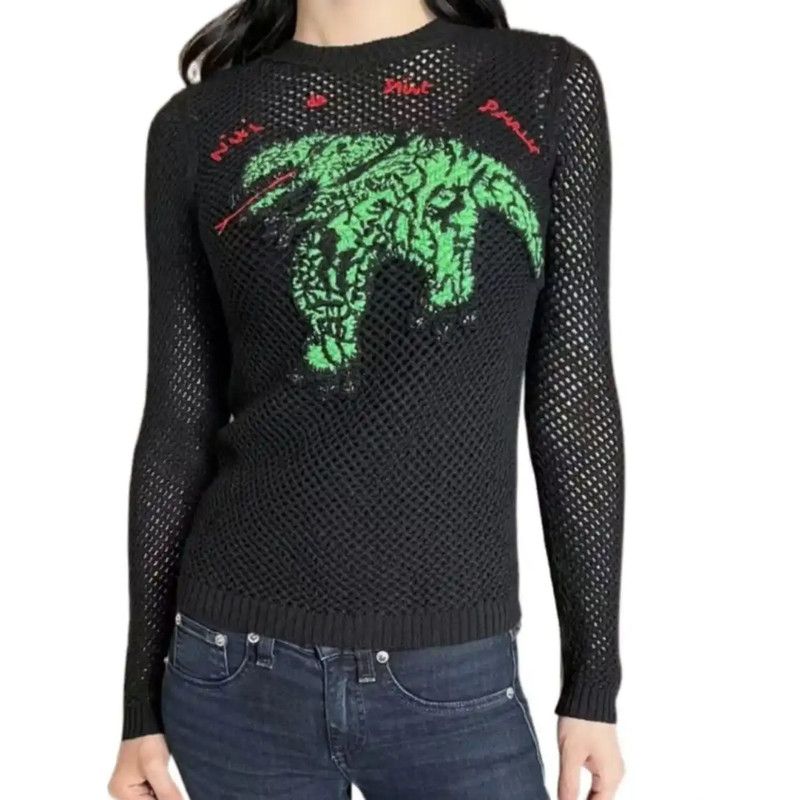 Dior Black Cotton Embroidered Long Sleeve Top 0089