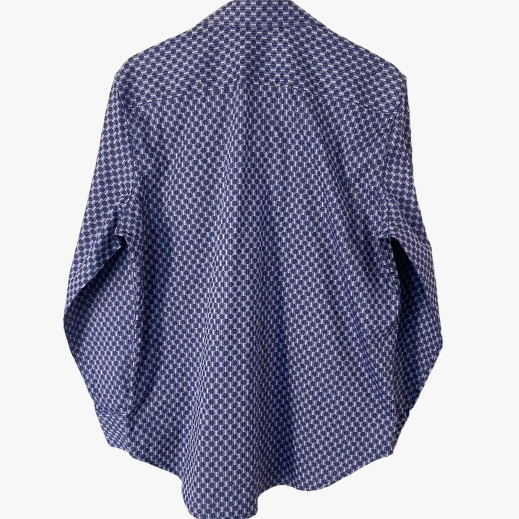 Robert Graham Robert Graham Geometric Button-Up Shirt Blue Mens M Contrast Cuffs Stretch Shirt Size US M / EU 48-50 / 2 - 3 Thumbnail