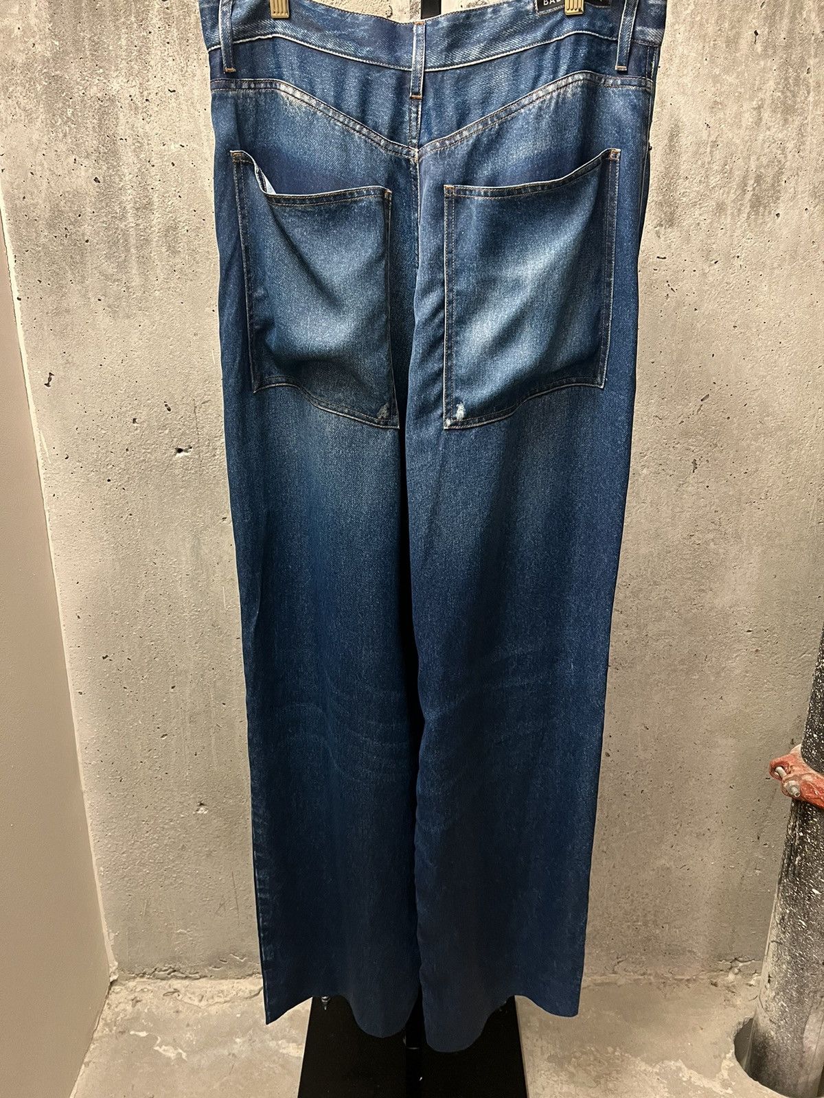 Balenciaga Balenciaga SS19 Baggy Satin Trompe L’oeil “Jeans” Size US 33 - 2 Thumbnail