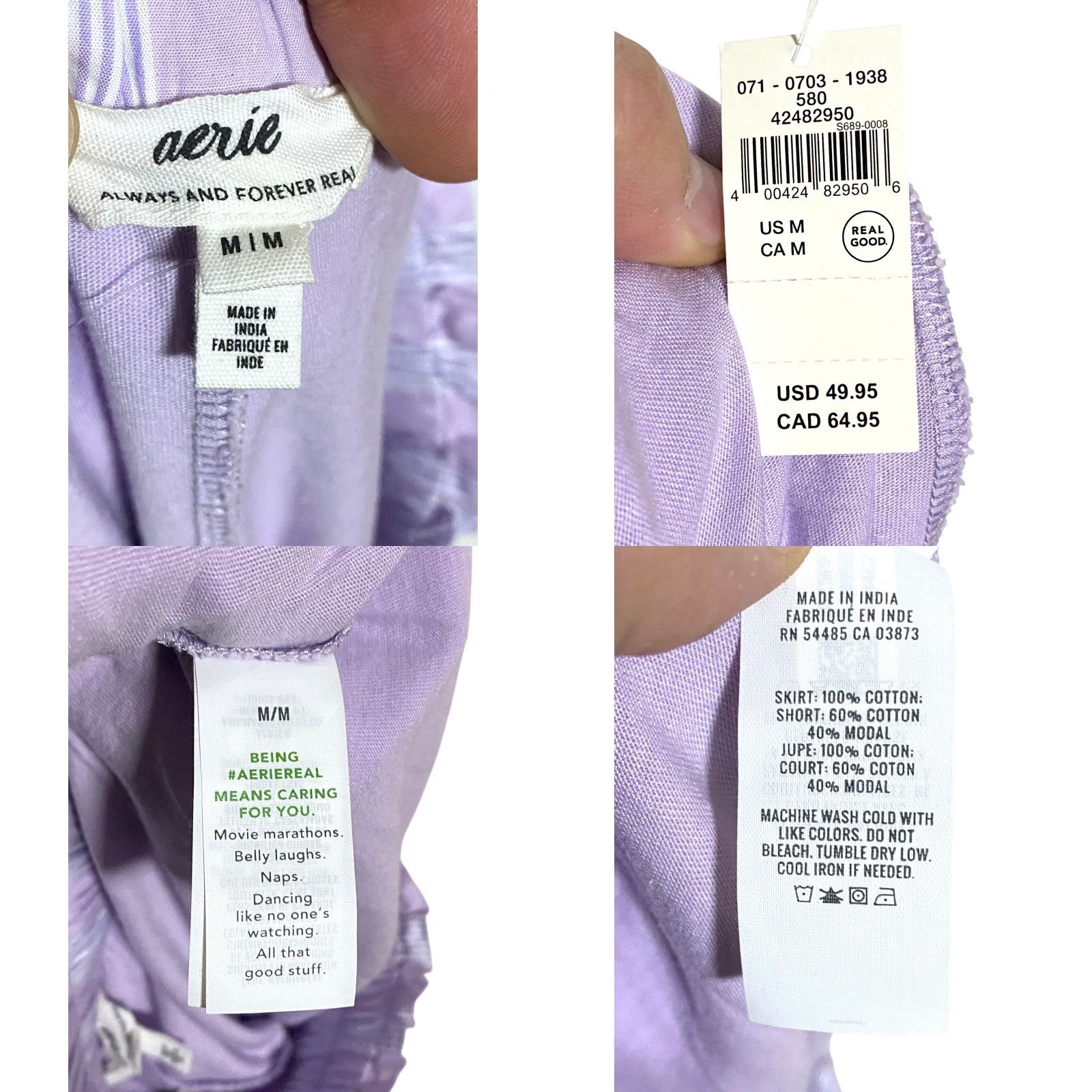 Vintage Aerie Boxer Skort M Purple Striped Button Front Skirt Casual Skort NWT Womens Size 32" / US 10 / IT 46 - 8 Thumbnail