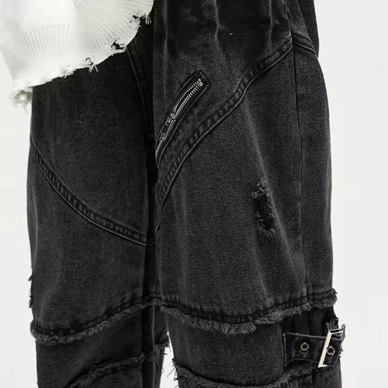 Jean × Vintage Y2K Dirty Grunge Hip Hop Distressed Jeans Size US 34 / EU 50 - 3 Thumbnail