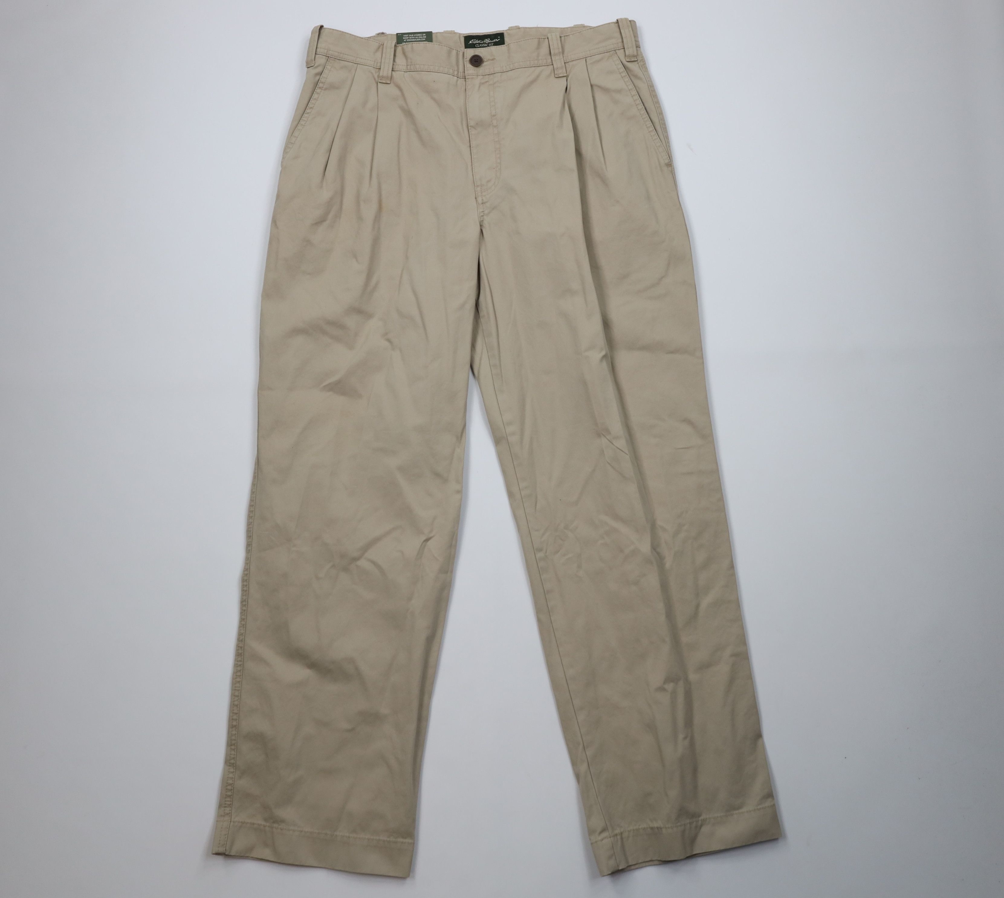 Eddie Bauer Deadstock Vintage Eddie Bauer Pleated Wide Leg Chino Pants Size US 36 / EU 52 - 1 Thumbnail
