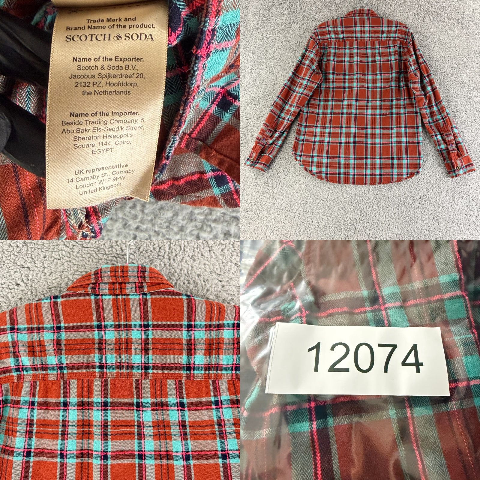 Scotch & Soda Scotch & Soda Button-Up Shirt Mens Medium Orange Plaid Long Sleeve Cotton Casual Size US M / EU 48-50 / 2 - 10 Thumbnail