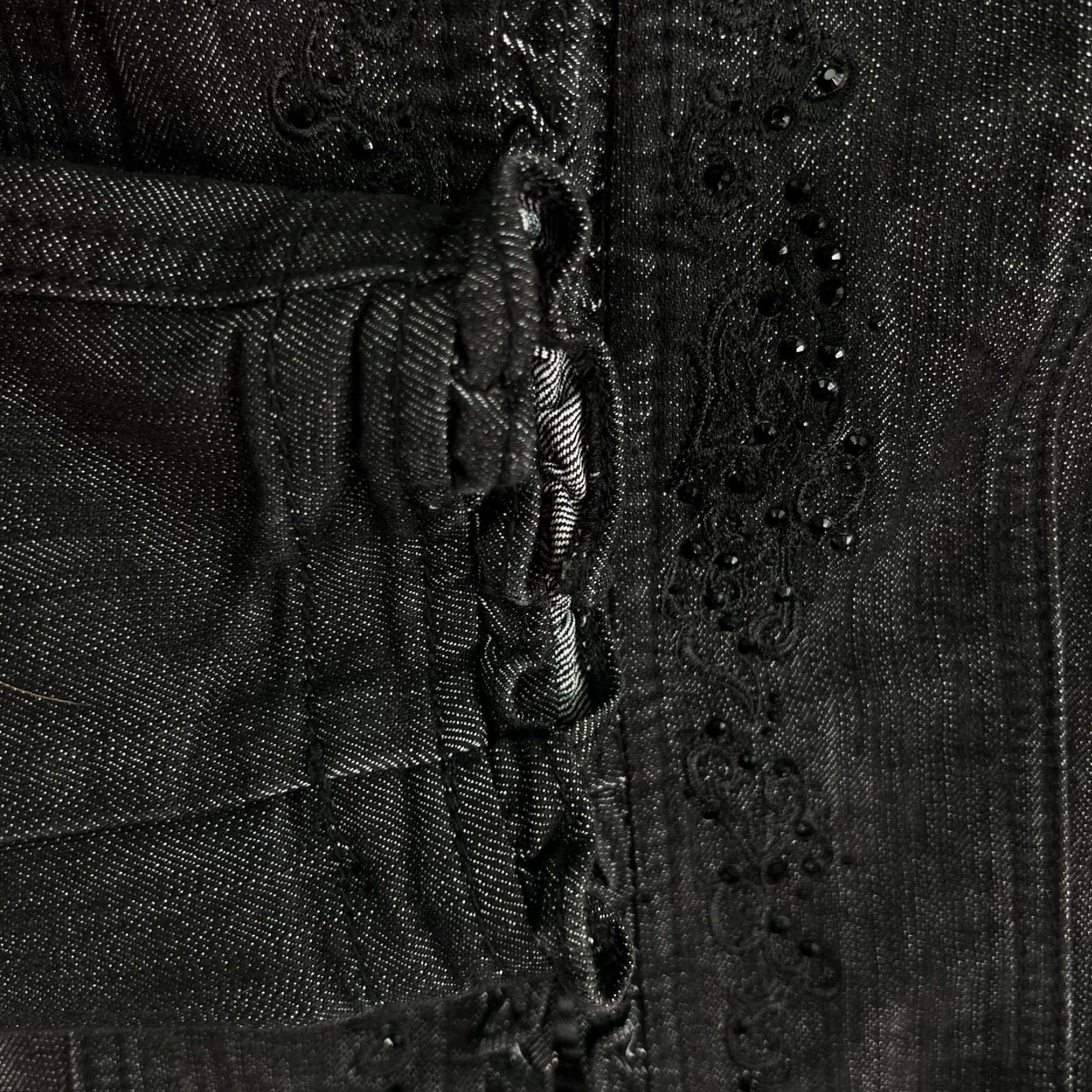 Vintage VINTAGE Christoper & Banks Black Jean Jacket Blazer Size M Embroidered Ruffle Sequin - Women Blazer Denim 90s Theme Size 32" / US 10 / IT 46 - 5 Thumbnail
