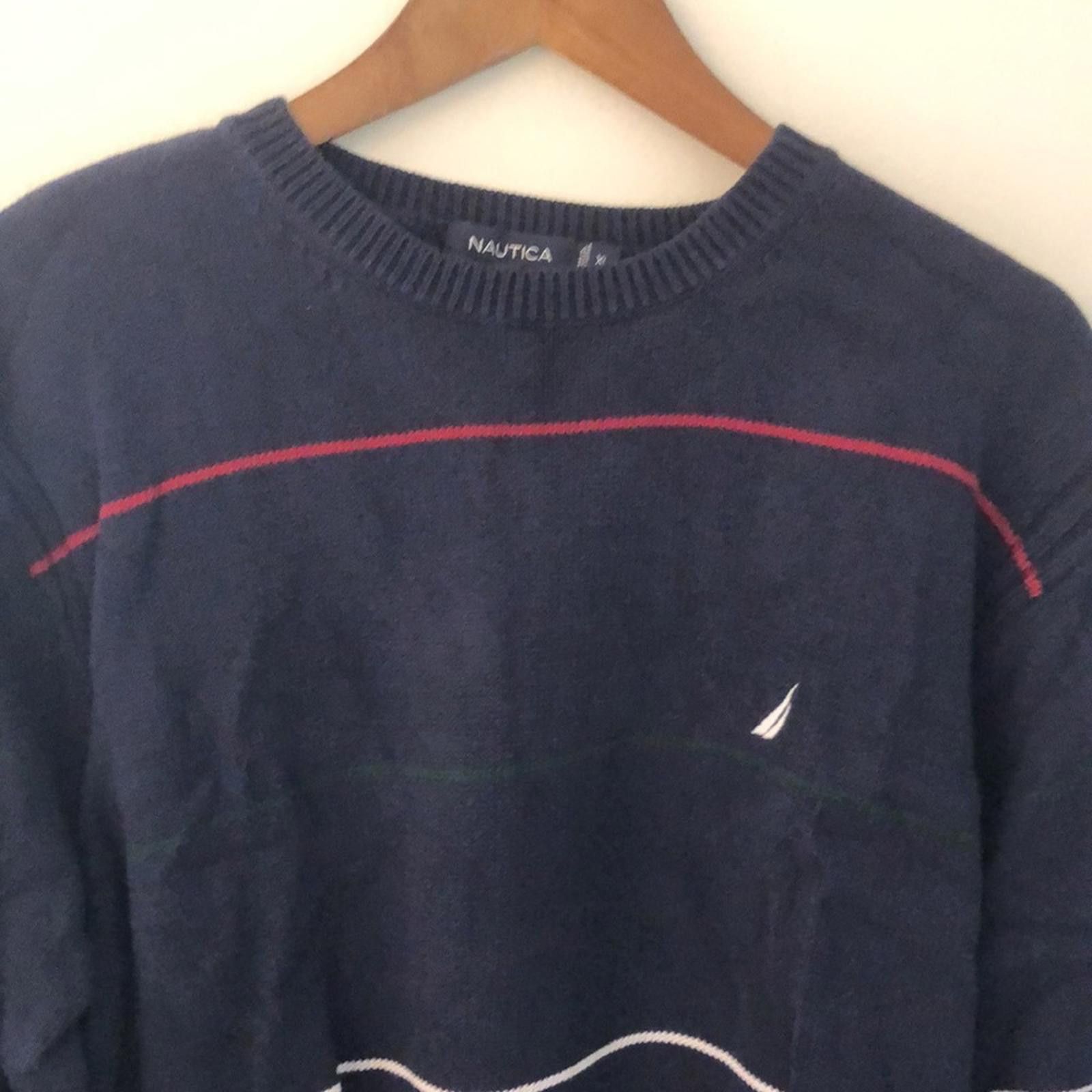 Nautica Nautica Men's Dark Blue Crewneck Sweater cotton stripe SZ XL Size US XL / EU 56 / 4 - 4 Thumbnail