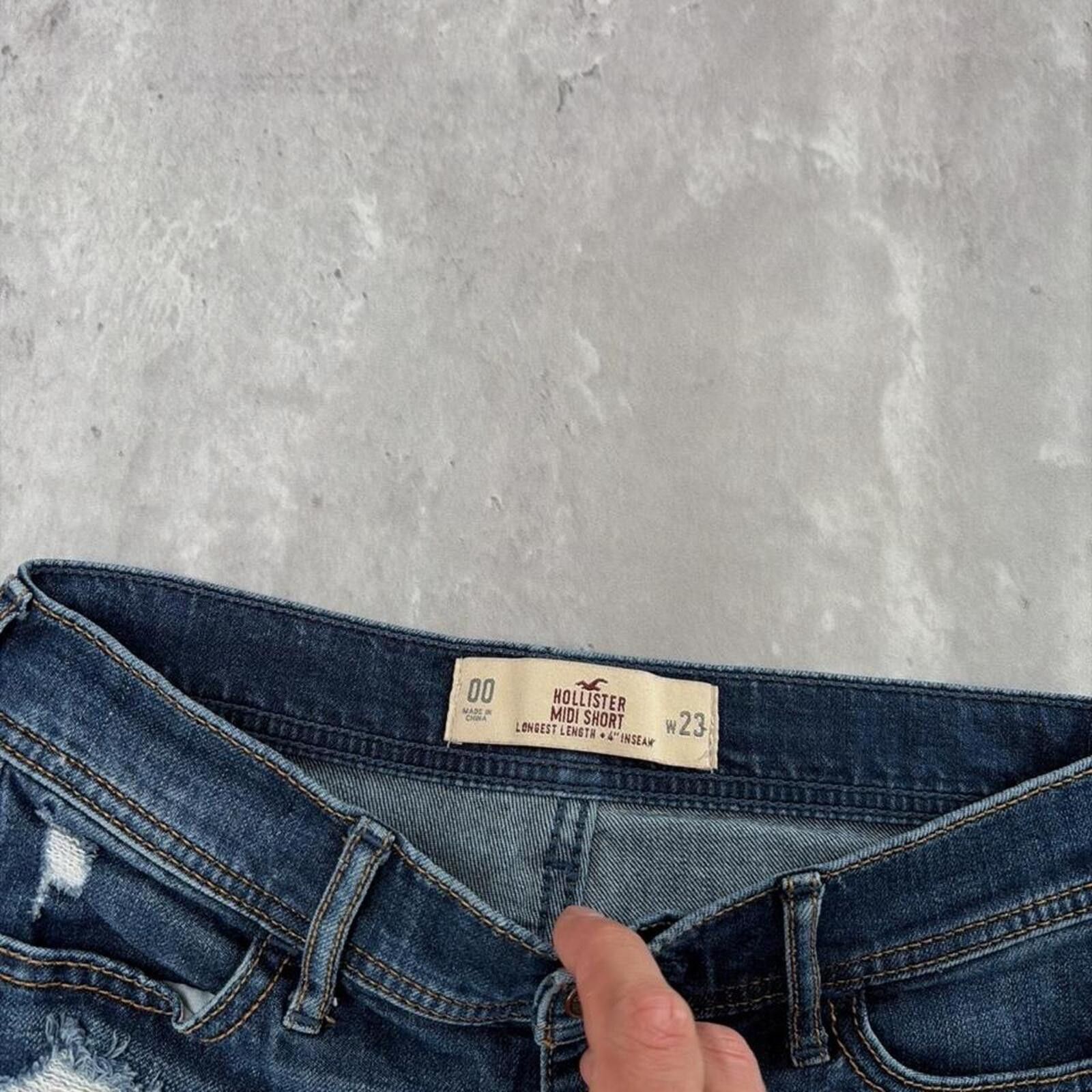 Other Y2K Dark Wash Hollister Surf Grunge Midi Denim Shorts Size 23" - 5 Thumbnail