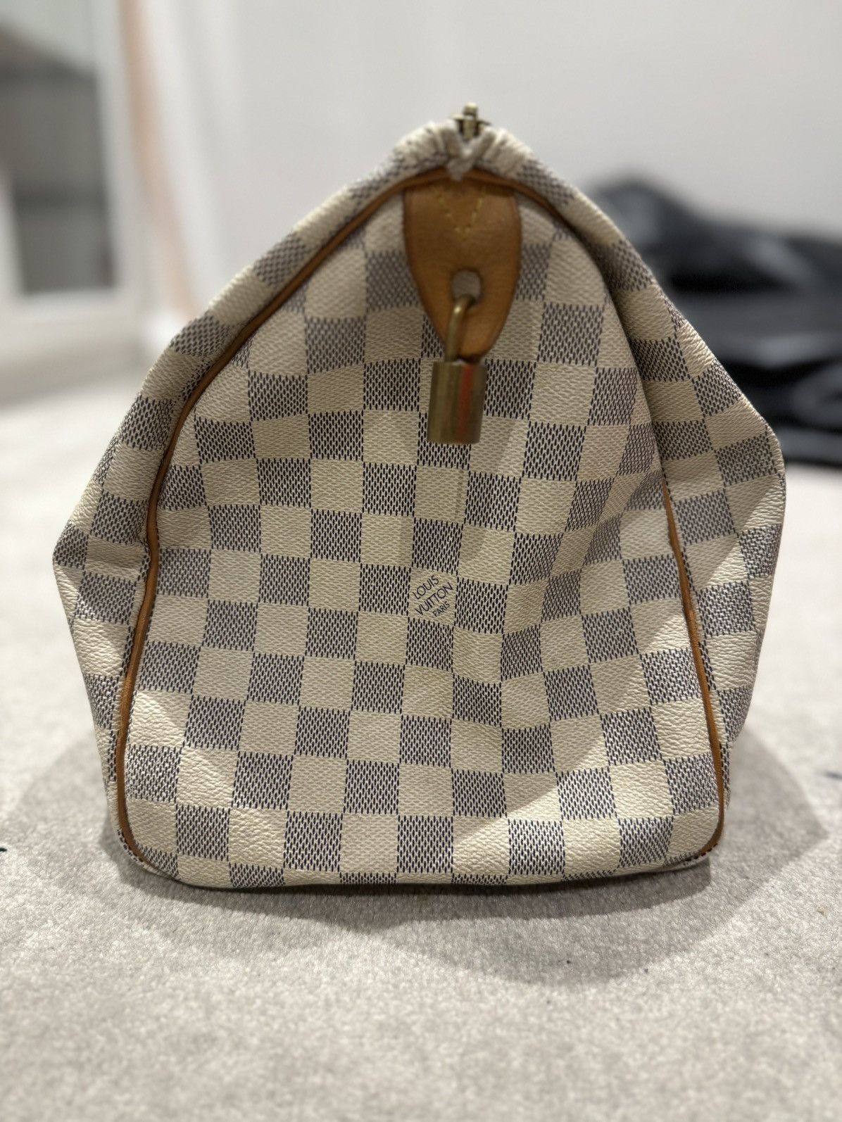 Louis Vuitton Authentic Louis Vuitton Speedy 30 Damier Azur White Handbag Size ONE SIZE - 3 Thumbnail