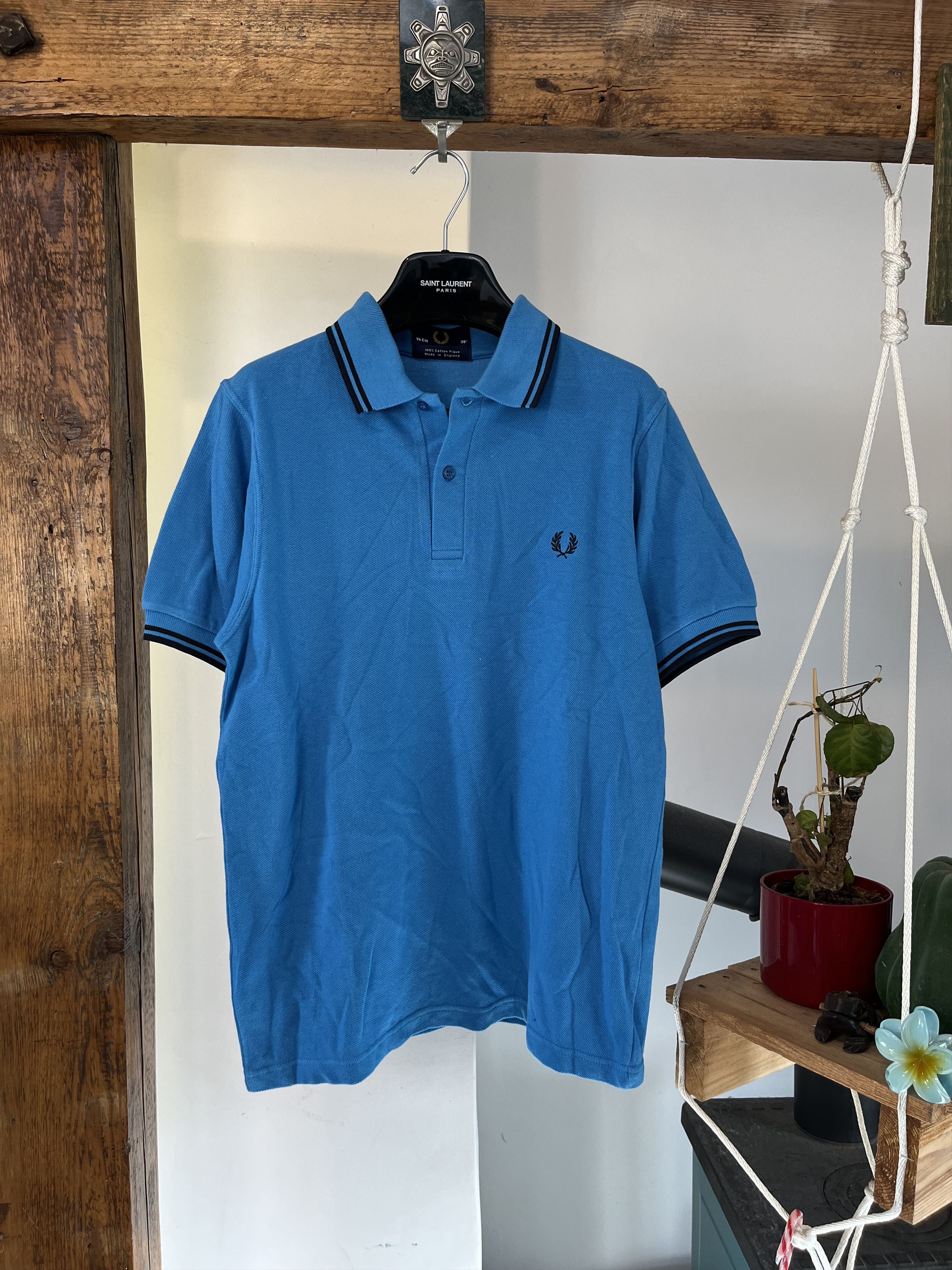 Fred Perry × Vintage Fred Perry Blue Polo Casual Y2k Style Made in England Size US M / EU 48-50 / 2 - 1 Thumbnail