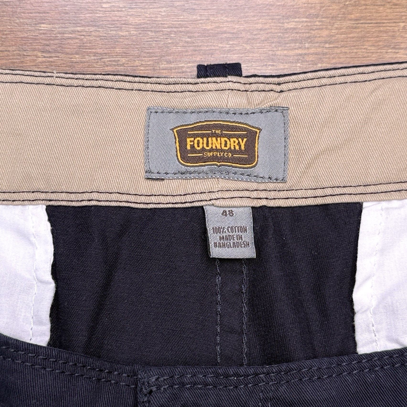 Vintage Foundry Cargo Shorts Mens 48 Navy Blue Cargo Pocket Flat Front Regular Fit Twill Cotton Short - Blue Size US 32 / EU 48 - 3 Thumbnail