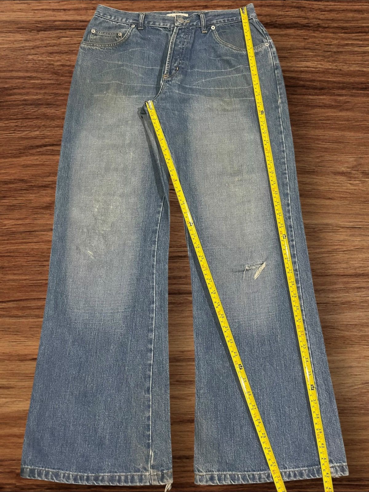 Diesel × Vintage ⚡️Flare⚡️Vintage Diesel “D” Button Fly Blue Washed Jeans Size US 32 / EU 48 - 13 Thumbnail