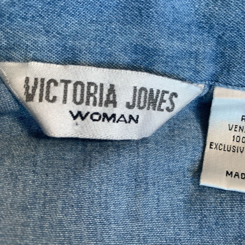 Vintage Upcycled Vintage Victoria Jones Sleeveless Denim Shirt Fring Size XXL / US 16-18 / IT 52-54 - 9 Thumbnail