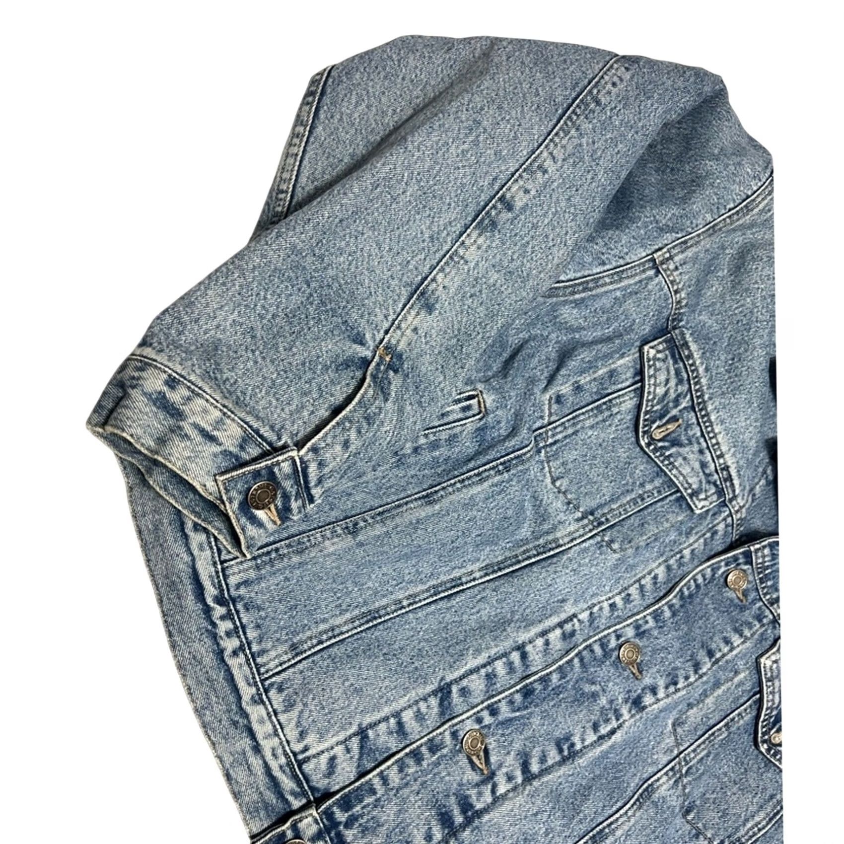 Gap VINTAGE GAP Denim Jean Jacket Bomber Jacket Blue 90s Men L Regular Size Cotton Denim Blanketed Lined Size US 33 - 3 Thumbnail