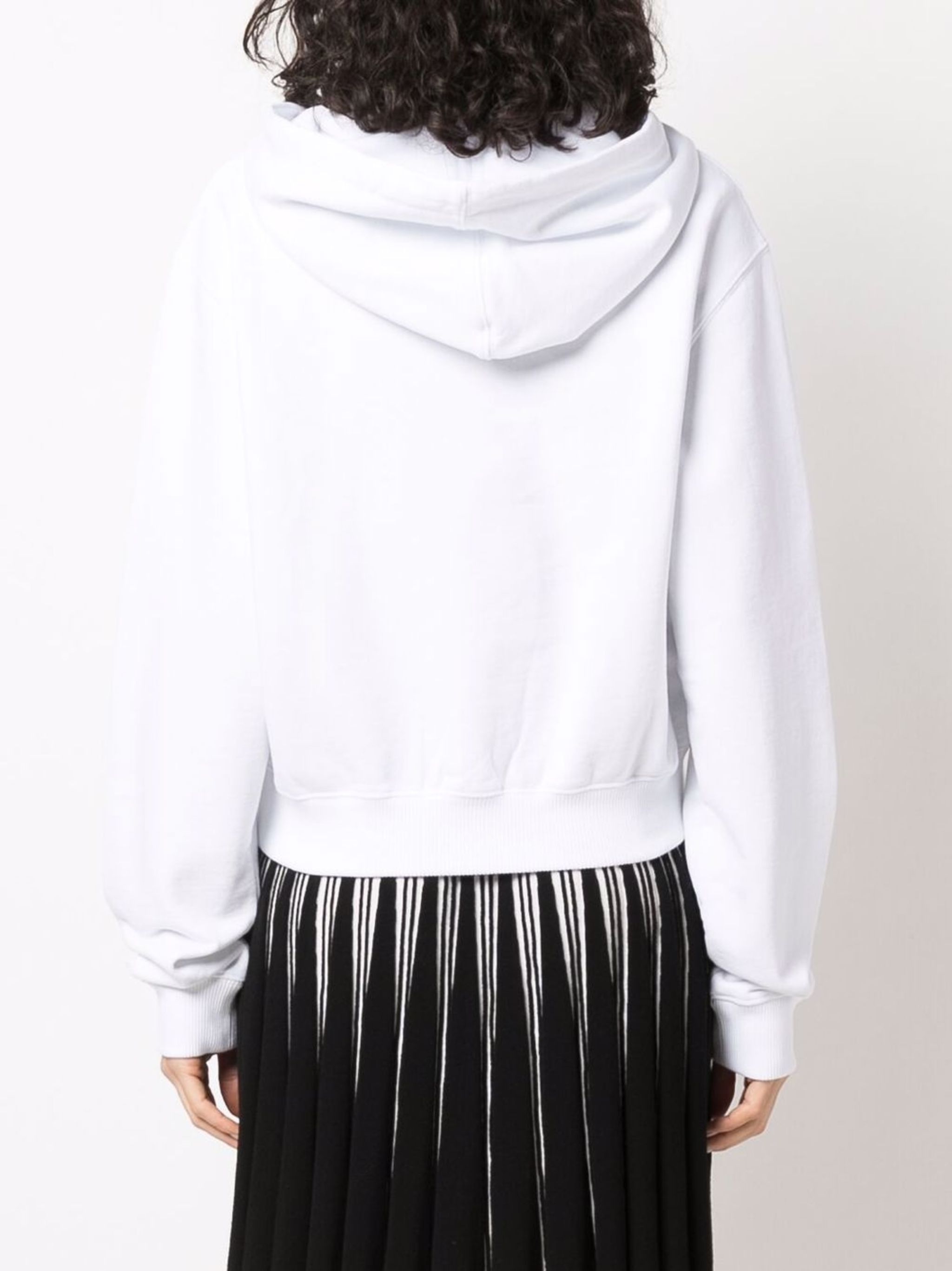 Off-White o1gr1nt1124 Geometric Logo Cropped Hoodie in White Size S / US 4 / IT 40 - 4 Thumbnail