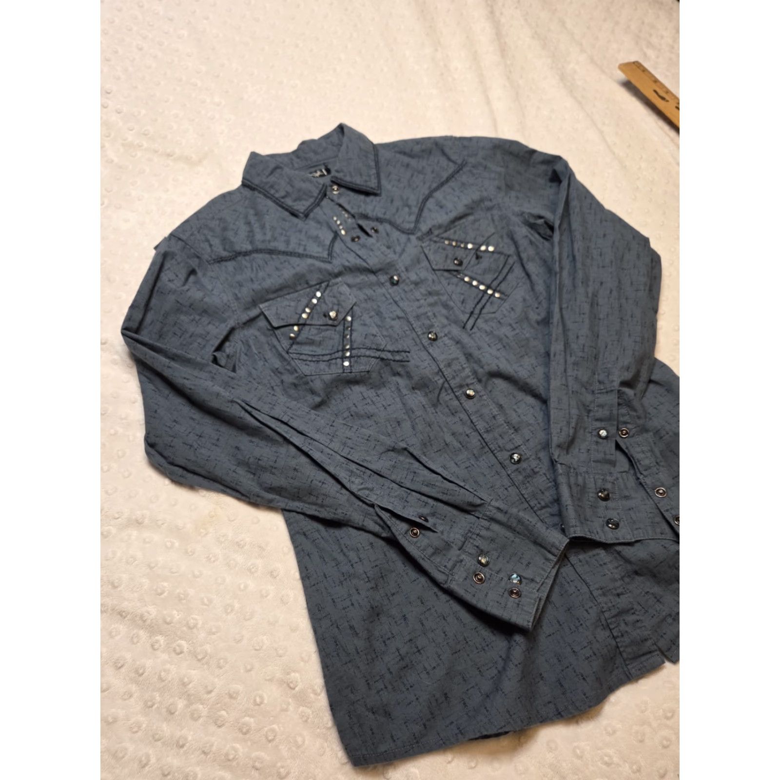 Vintage Cruel Girl Womens M Blue Floral Embroidered Back Long Sleeve Snap Western Shirt Size M / US 6-8 / IT 42-44 - 4 Thumbnail