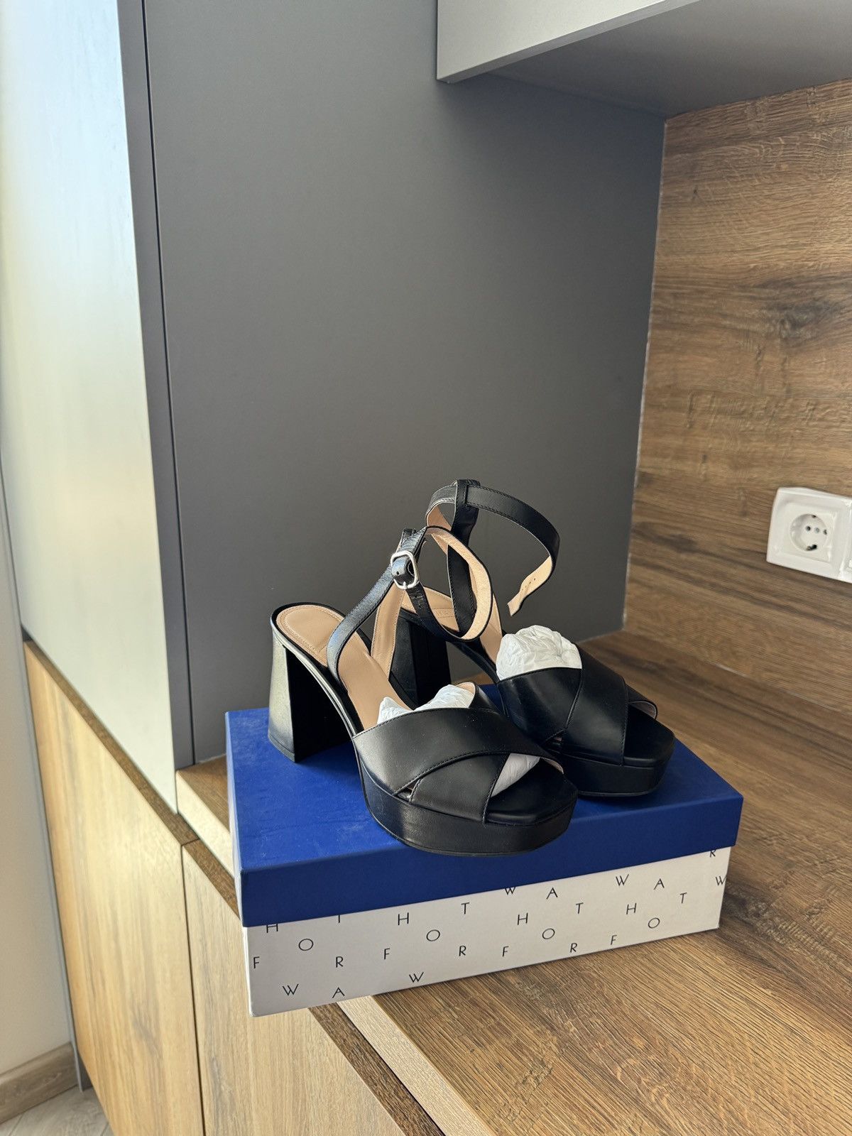 Genuine Leather What For Blanchett Calf Leather Black Sandals Size US 6 / IT 36 - 2 Thumbnail