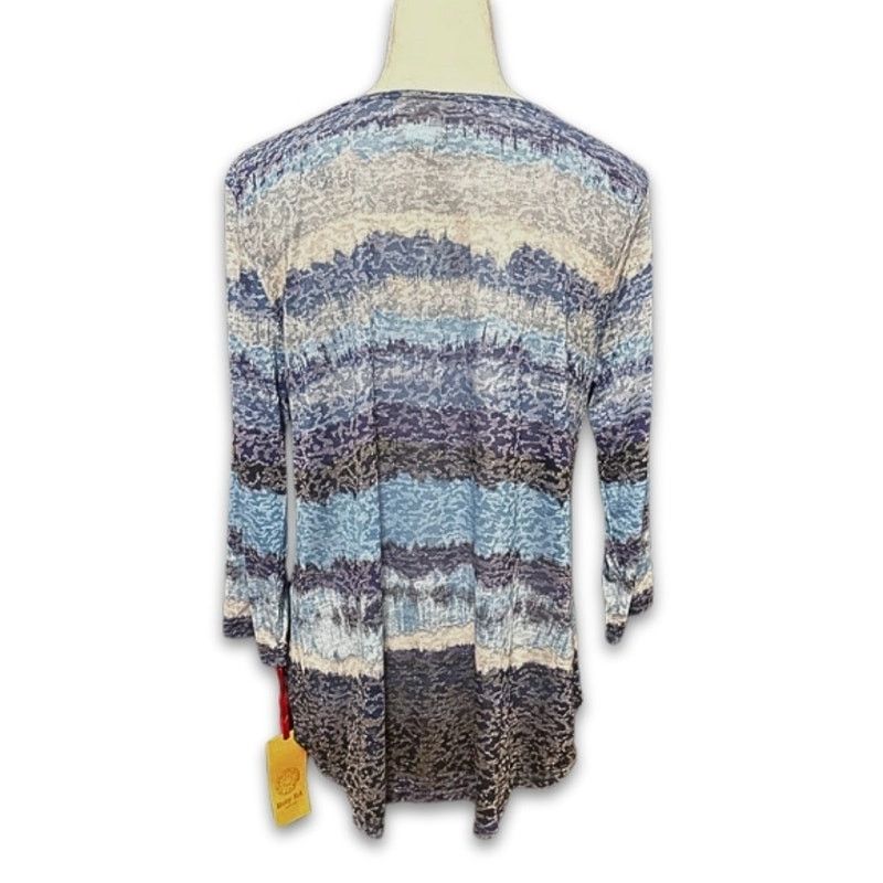 Other Ruby Rd. Blouse Embellished Watercolor Striped Blue W M NWT Size M / US 6-8 / IT 42-44 - 6 Thumbnail