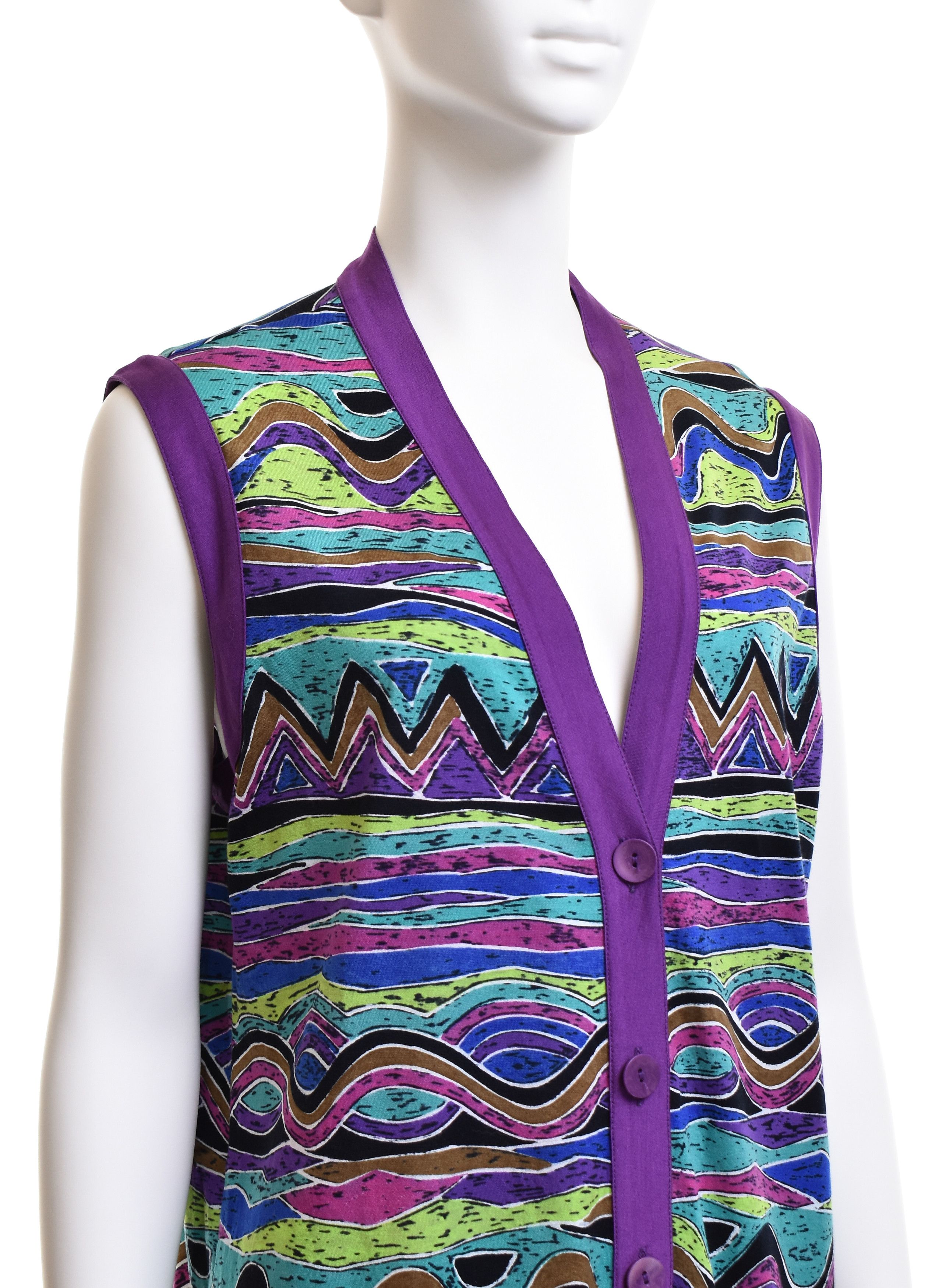 Missoni VINTAGE MISSONI MARE Zig Zag Waves Cotton Tunic Cardigan Size L / US 10 / IT 46 - 3 Thumbnail