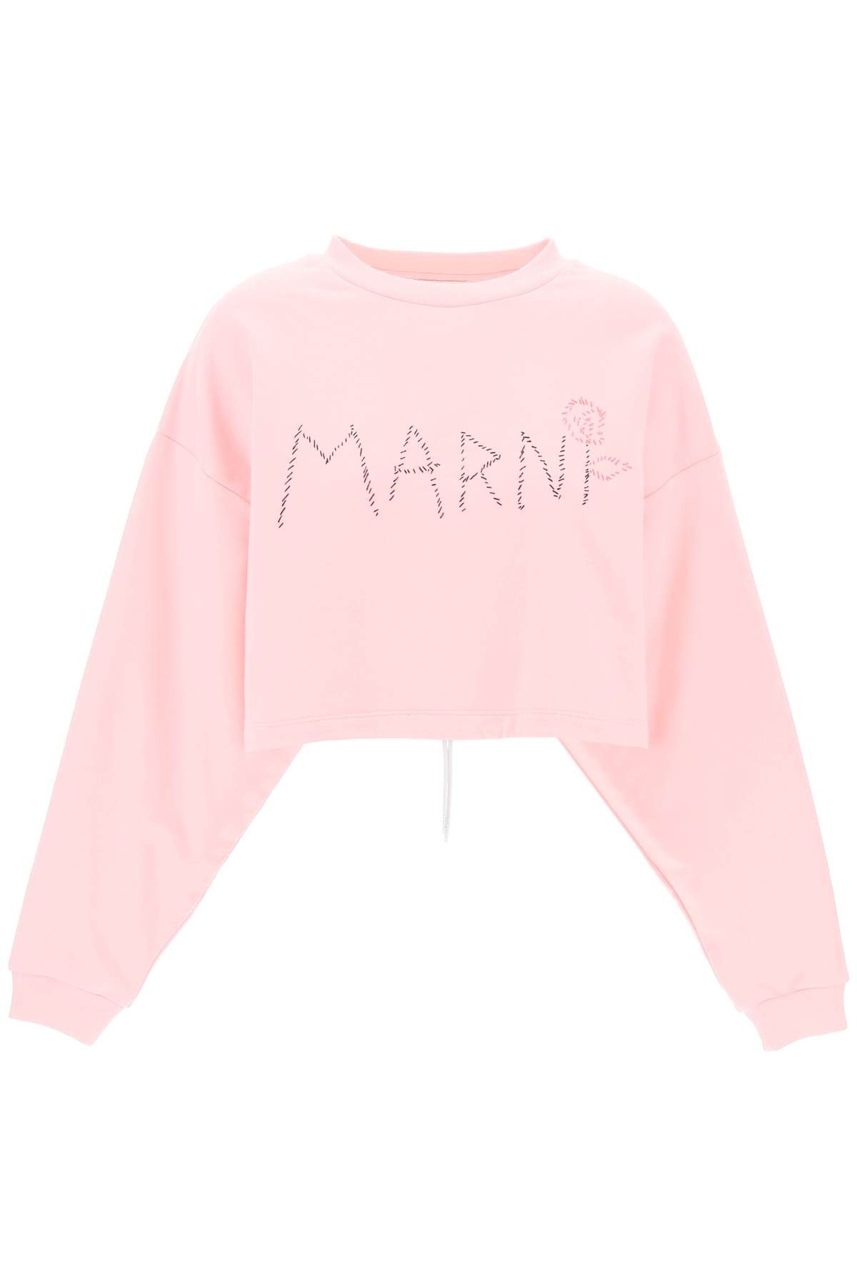 image of Marni "organic Cotton Sweatshirt With Hand-Embroid in Magnolia, Women's (Size XS)