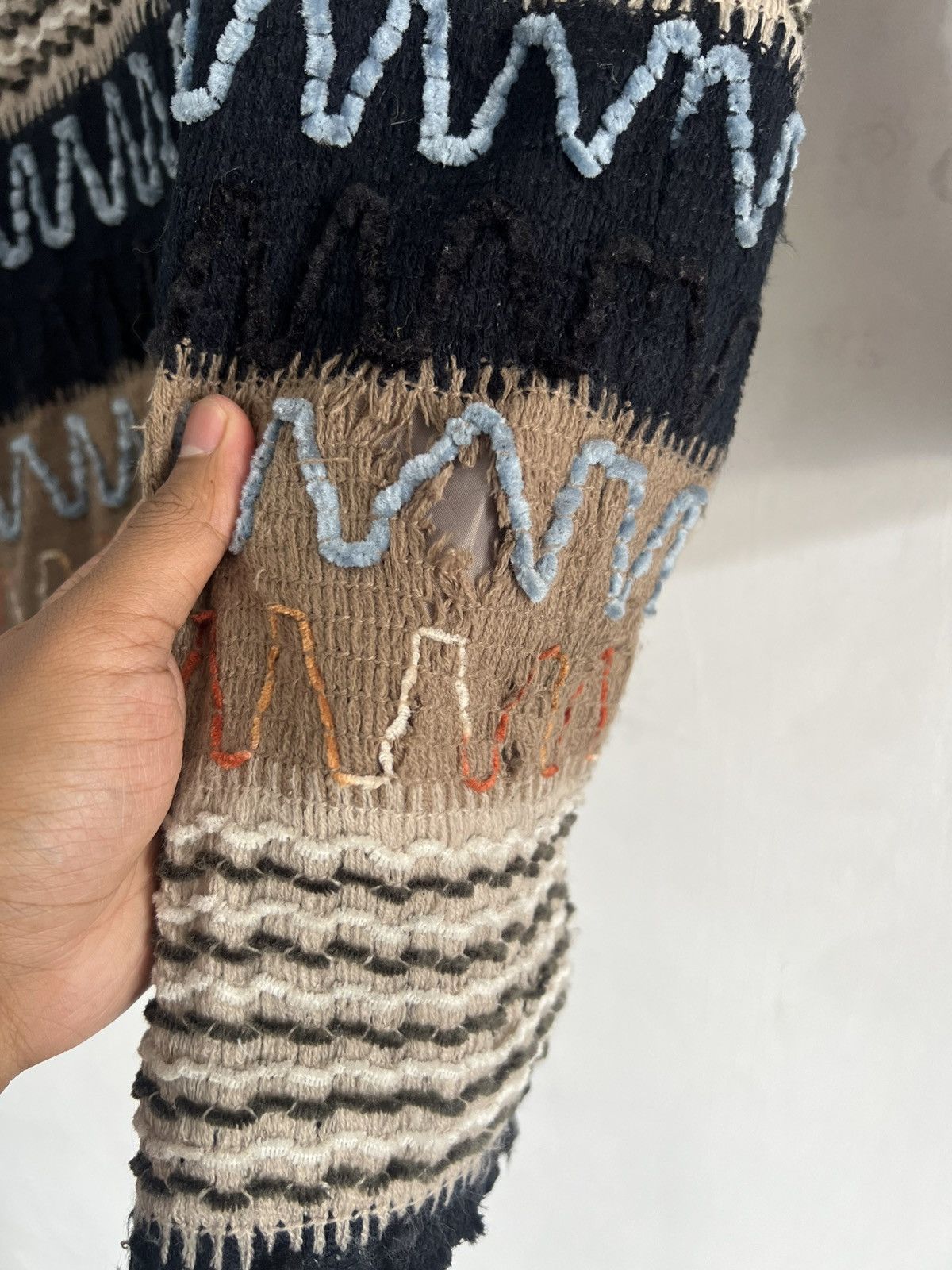 If Six Was Nine Patchwork Sashiko Dyed Button Up Fleece Japan Size US M / EU 48-50 / 2 - 16 Thumbnail