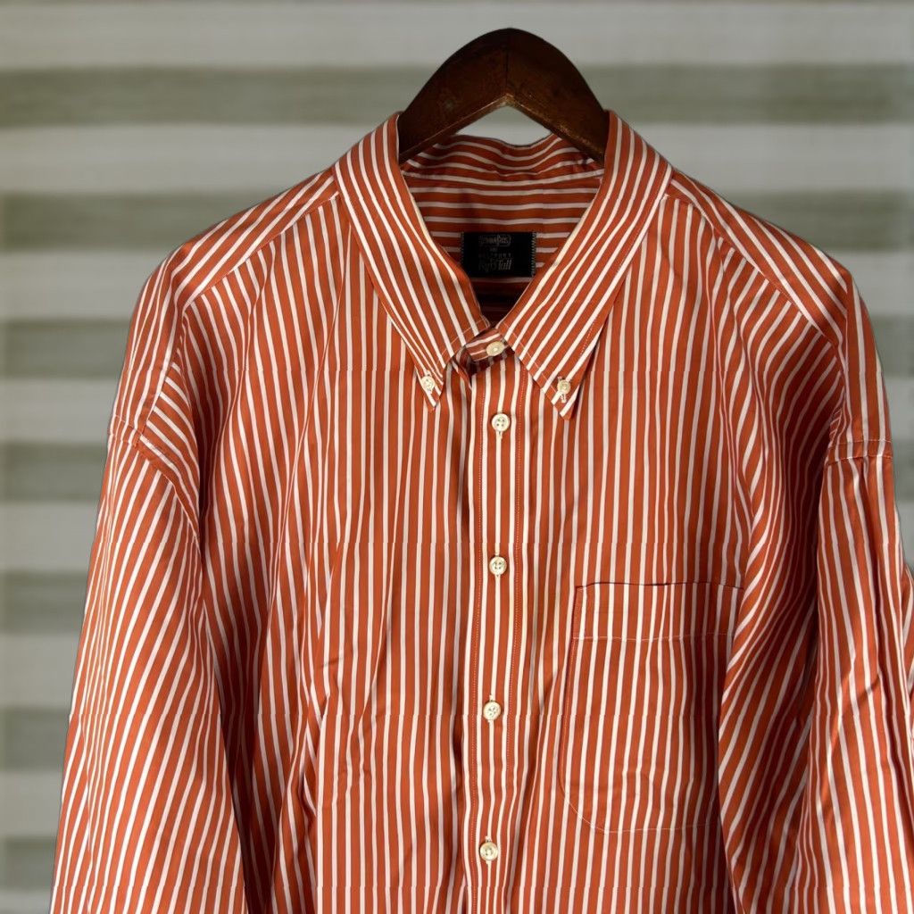 Vintage Gitman Bros Button-Down Shirt Mens 3XT Orange White Striped Big & Tall USA Made Size US XXL / EU 58 / 5 - 1 Thumbnail