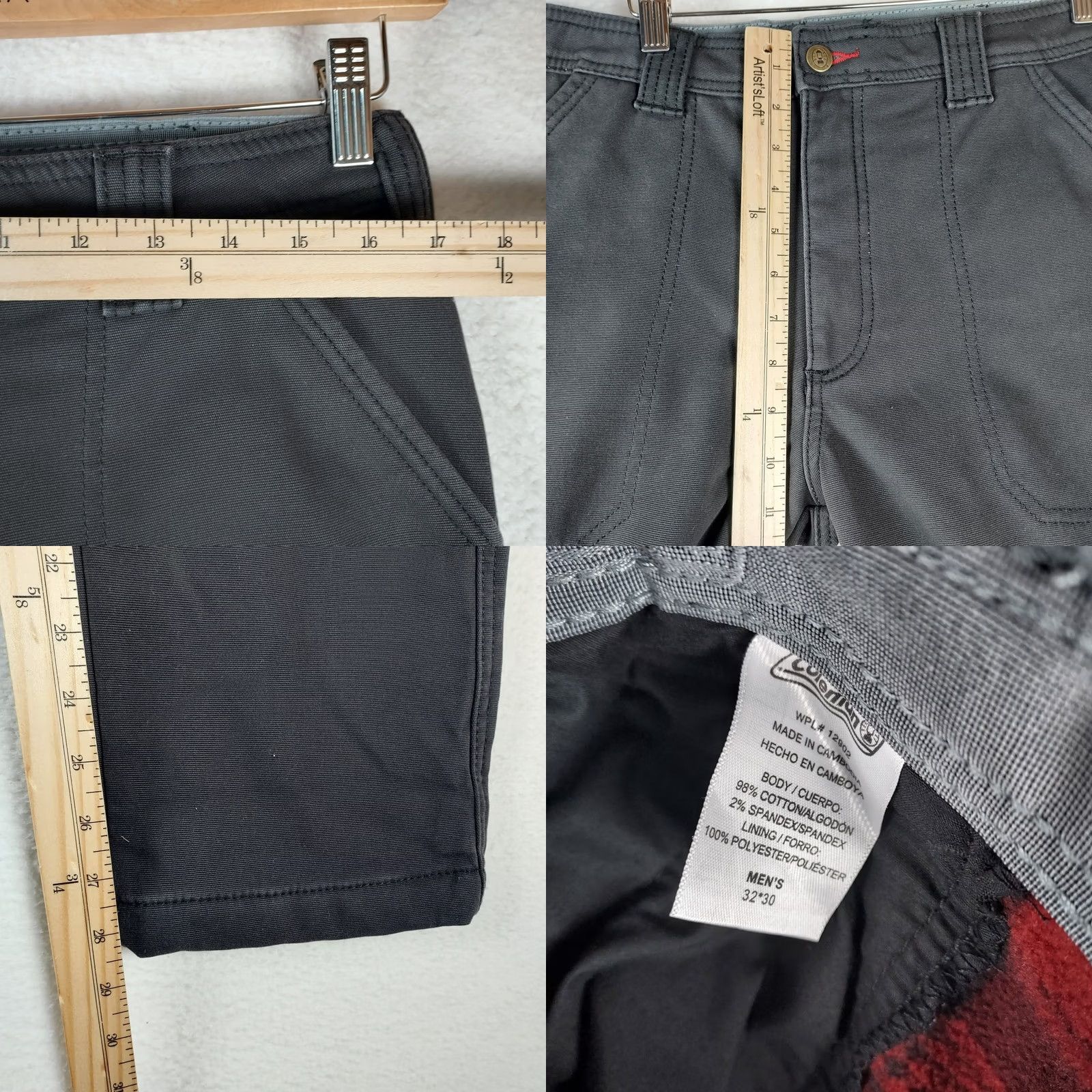 Vintage Coleman Men’s 32x30 Phantom Fleece Lined Stretch Canvas Work Pants NWT Gray Flat Front Button Accents Regular Inseam 30 Mens Pants Size US 32 / EU 48 - 8 Thumbnail
