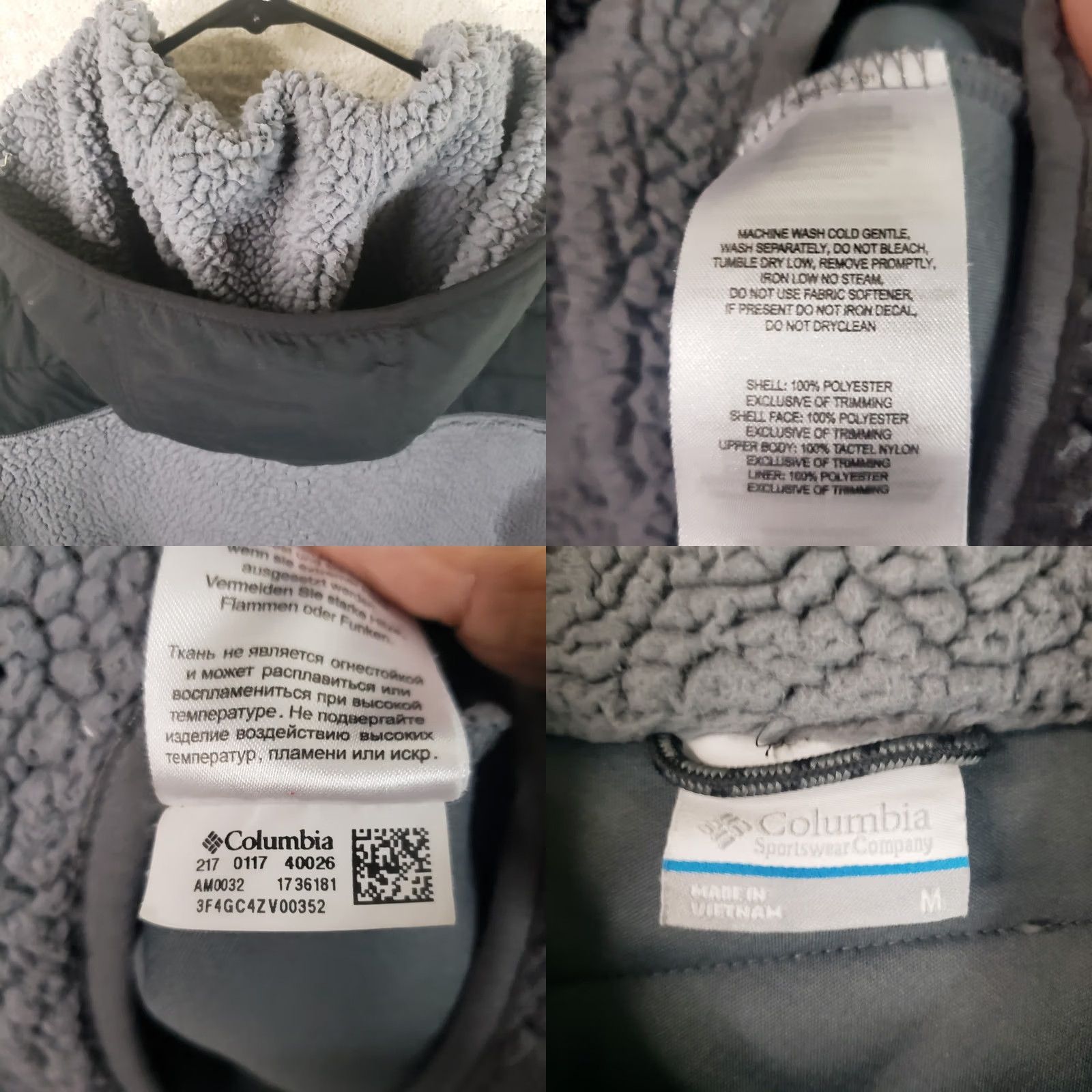 Vintage VINTAGE Columbia Fuzzy Fleece Gray Black Full Zip Hooded Jacket Mens Size Medium Nice! Size US M / EU 48-50 / 2 - 9 Thumbnail
