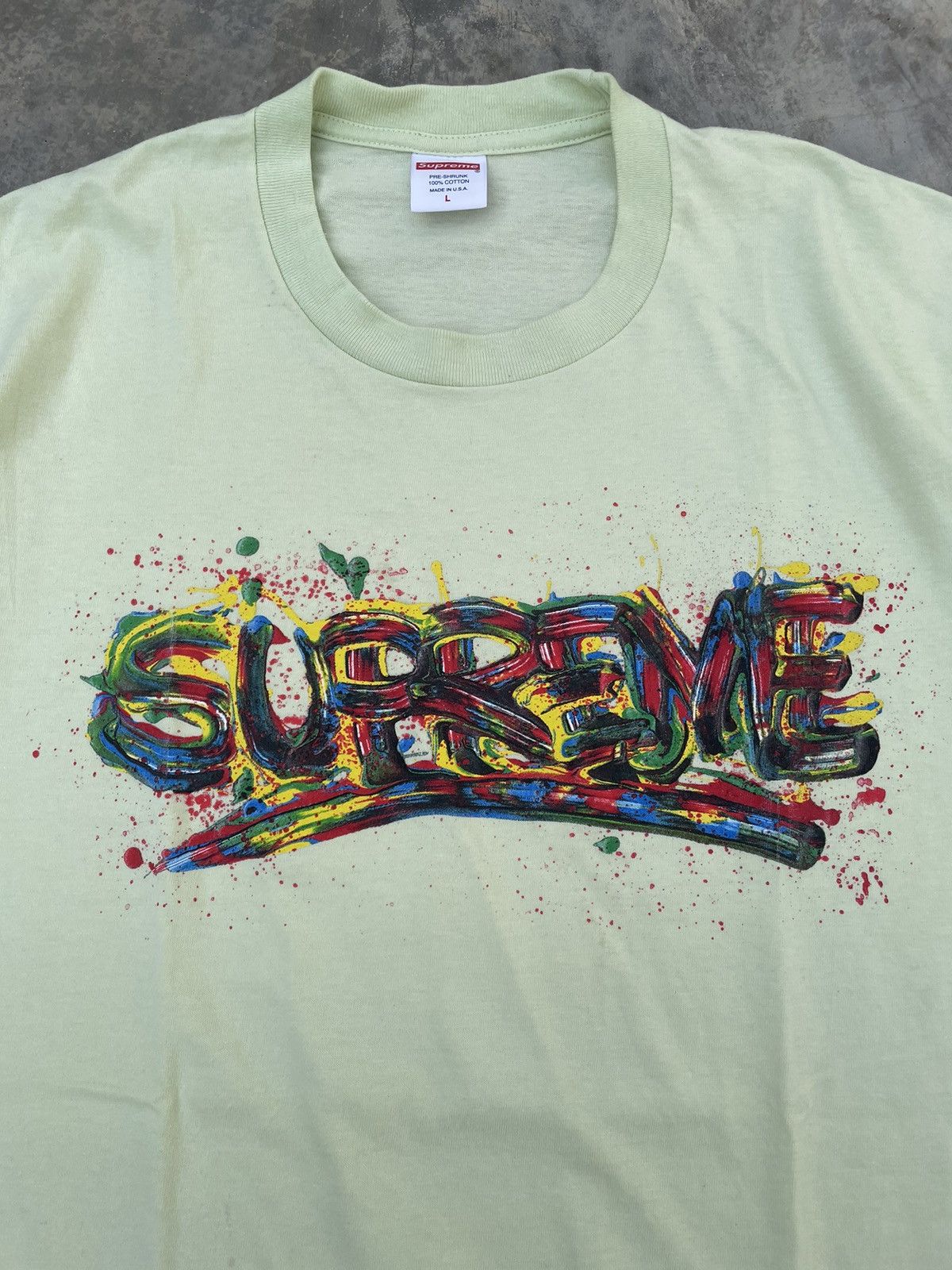 Designer × Supreme SS20 SUPREME Paint Logo Tee - Mint Green Size US L / EU 52-54 / 3 - 3 Thumbnail