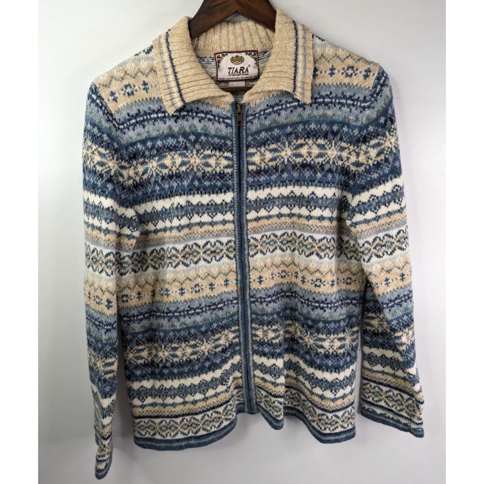Vintage VTG Tiara International Full Zip Cardigan Sweater Jacket Fair Isle Size Small Size S / US 4 / IT 40 - 2 Thumbnail