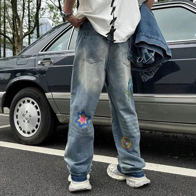 Japanese Brand Retro hip-hop fringed embroidered jeans Size US 32 / EU 48 - 4 Thumbnail