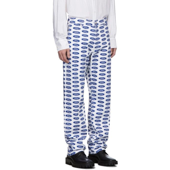 Versace o1y0525 Logo Casual Pant in White/Blue Size US 30 / EU 46 - 3 Thumbnail