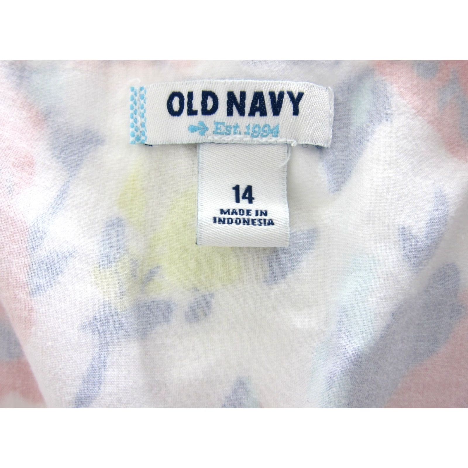 Old Navy Old Navy 100% Cotton White Floral Sheath Tank Dress 14 Women Knee Length Blue 14 Size XL / US 12-14 / IT 48-50 - 3 Thumbnail
