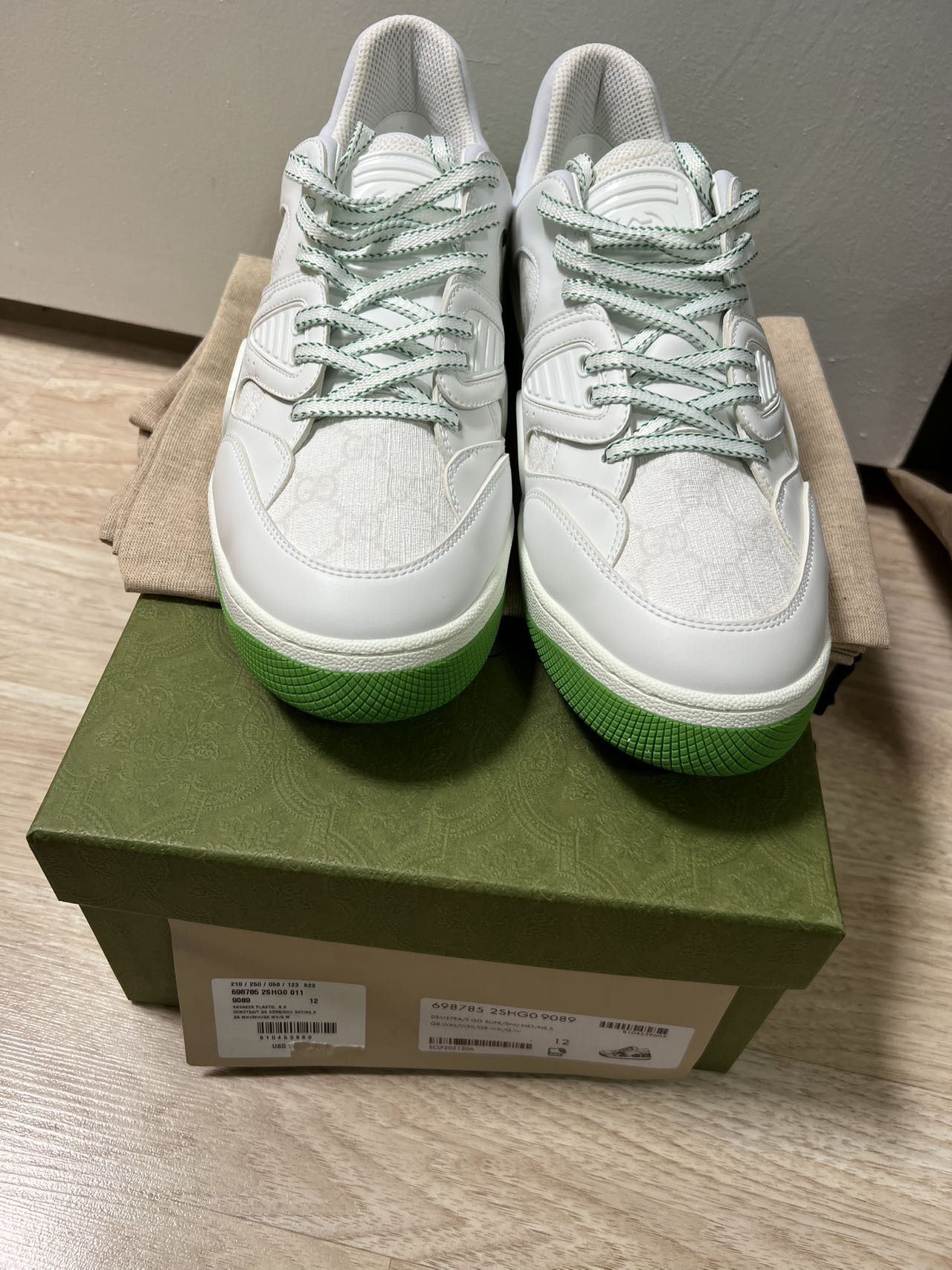 Gucci Gucci Basket Low White Demetra Green Size US 12.5 / EU 45-46 - 1 Thumbnail