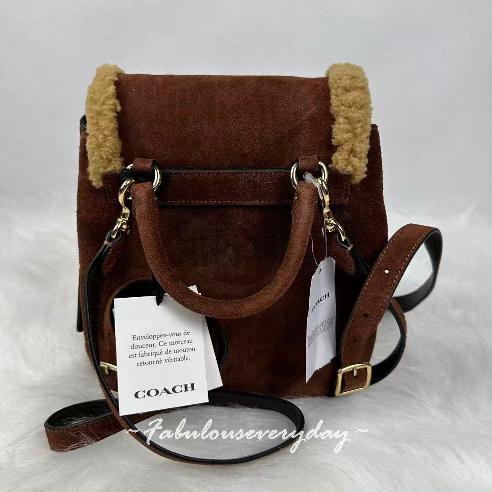 Coach Coach Hadley Backpack In Suede Shearling/Gold/Vintage Brown Size ONE SIZE - 3 Thumbnail