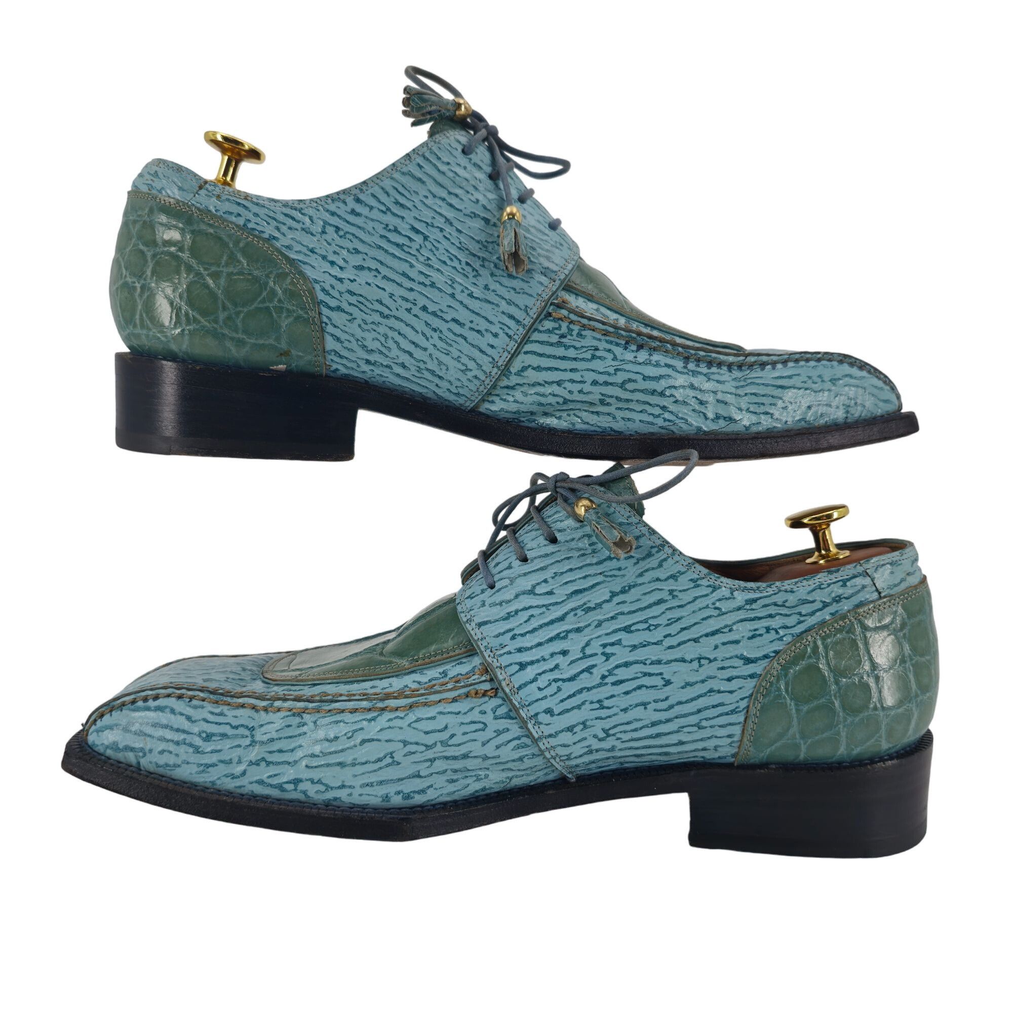 Mauri Vintage Mauri Alligator Sharkskin Italy Mens 10M Light Blue Size US 10 / EU 43 - 6 Thumbnail