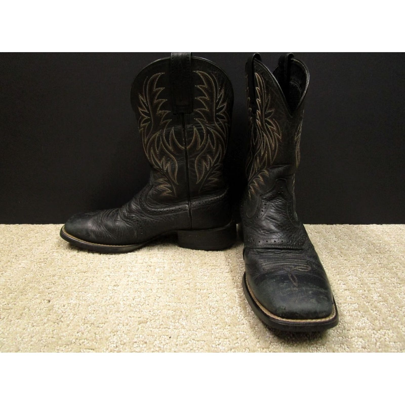 Ariat Ariat Boots Men Western Leather Black Square Toe 7 Size US 7 / EU 40 - 3 Thumbnail