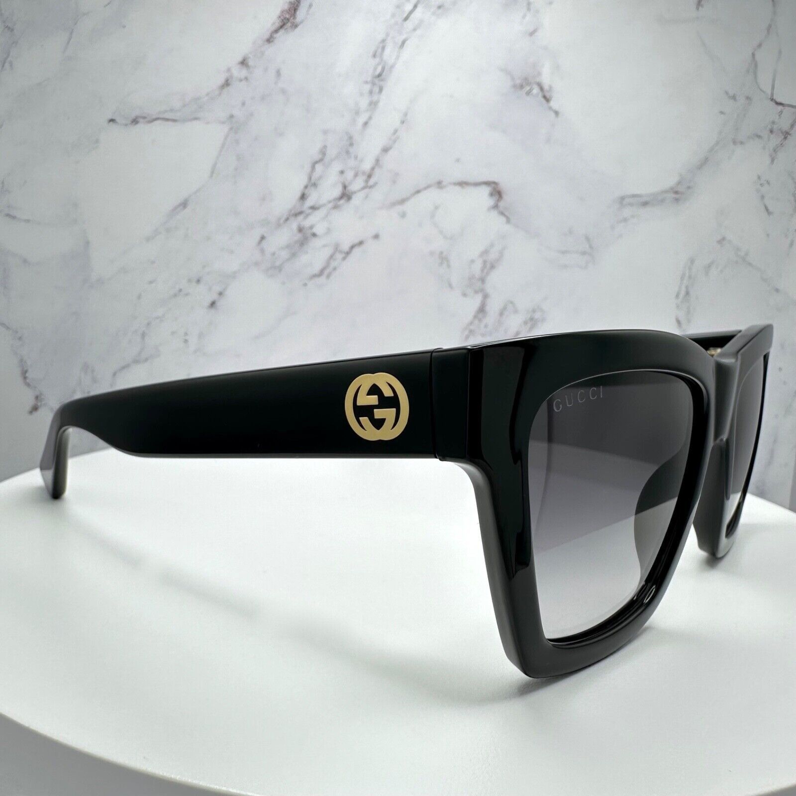 Gucci New GUCCI Sunglasses Black Gold Interlocking GG Logo Size ONE SIZE - 11 Thumbnail
