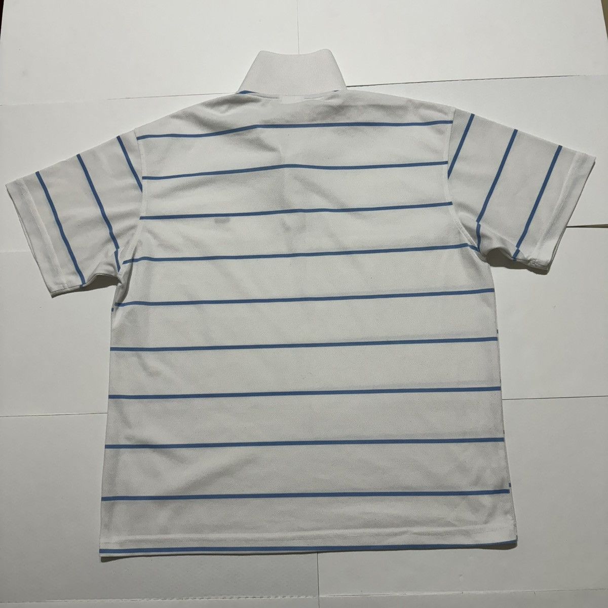 Lacoste × Vintage Lacoste Vintage White Blue Striped Polo Rugby Golf Shirt Size US L / EU 52-54 / 3 - 8 Thumbnail