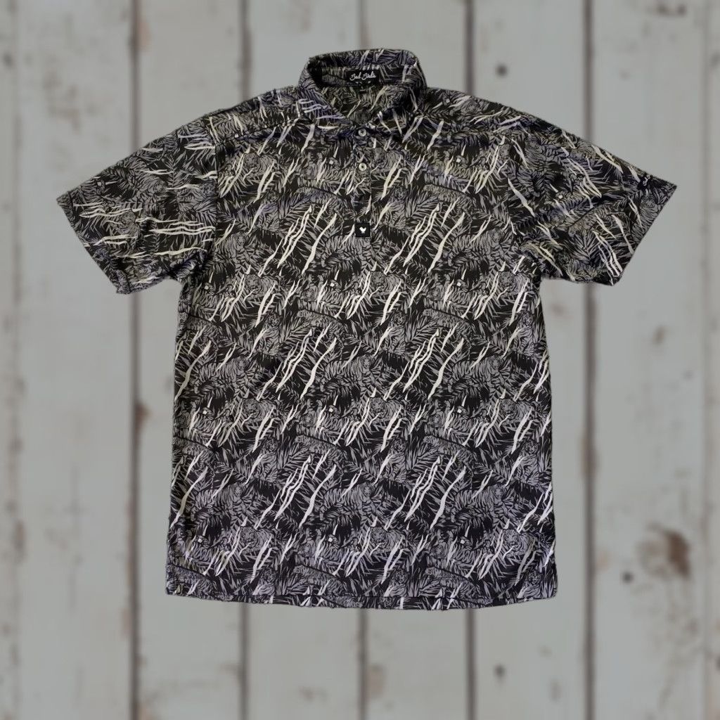 Vintage Bad Birdie Tiger Print Short Sleeve Golf Polo Shirt L Black Tiger Men Polo Golf Modern Streetwear Size US L / EU 52-54 / 3 - 1 Thumbnail