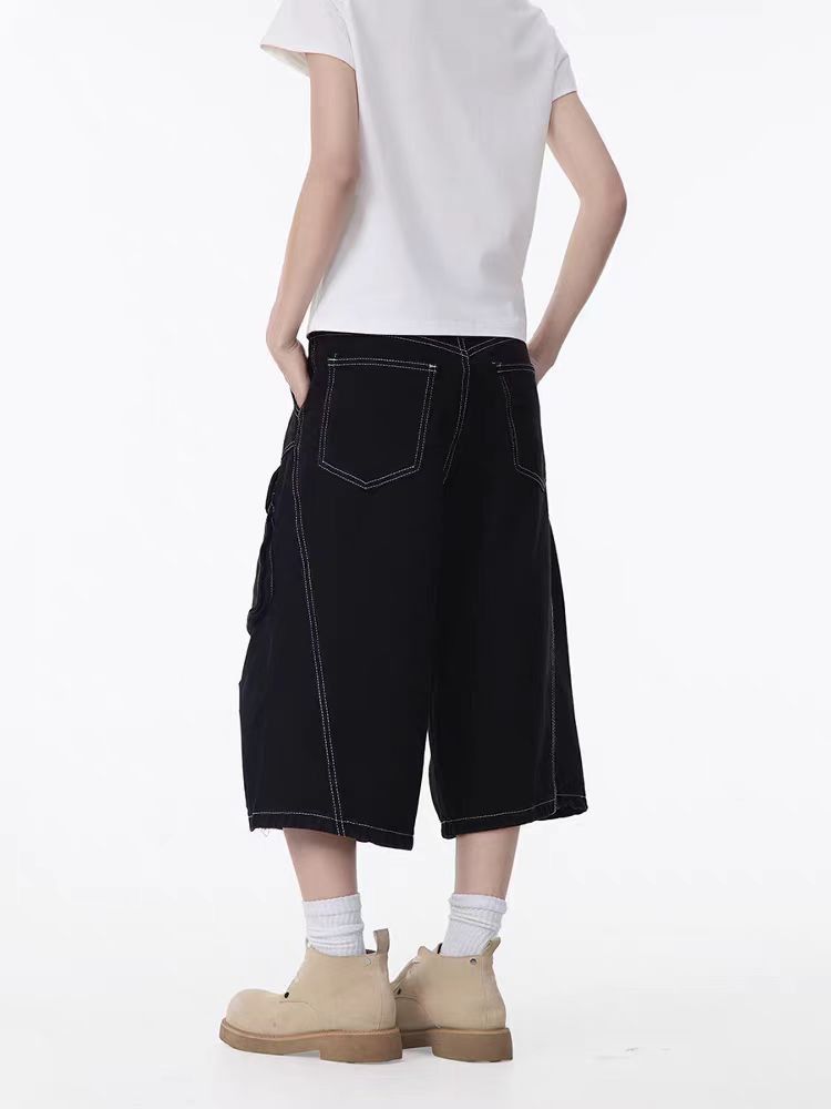 Jean Black Pocket Loose Wide-Leg Denim Shorts Size US 30 / EU 46 - 2 Thumbnail