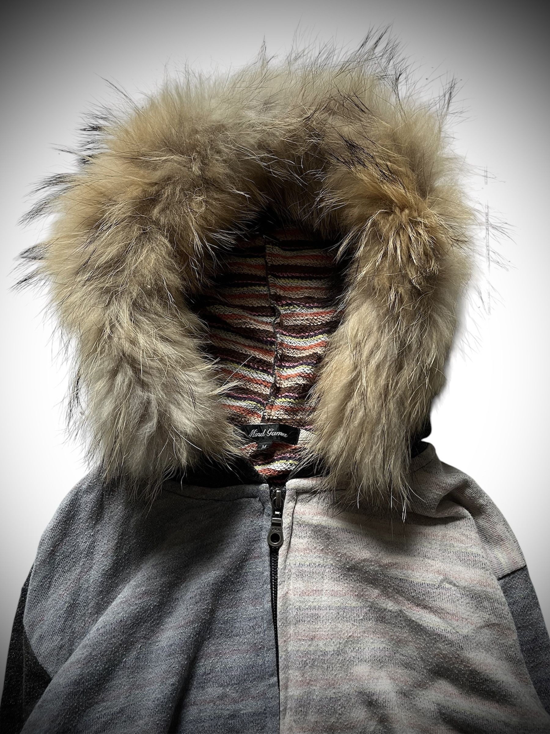 Le Grande Bleu (L.G.B.) Mind games fur striped hoodie Size US M / EU 48-50 / 2 - 2 Thumbnail