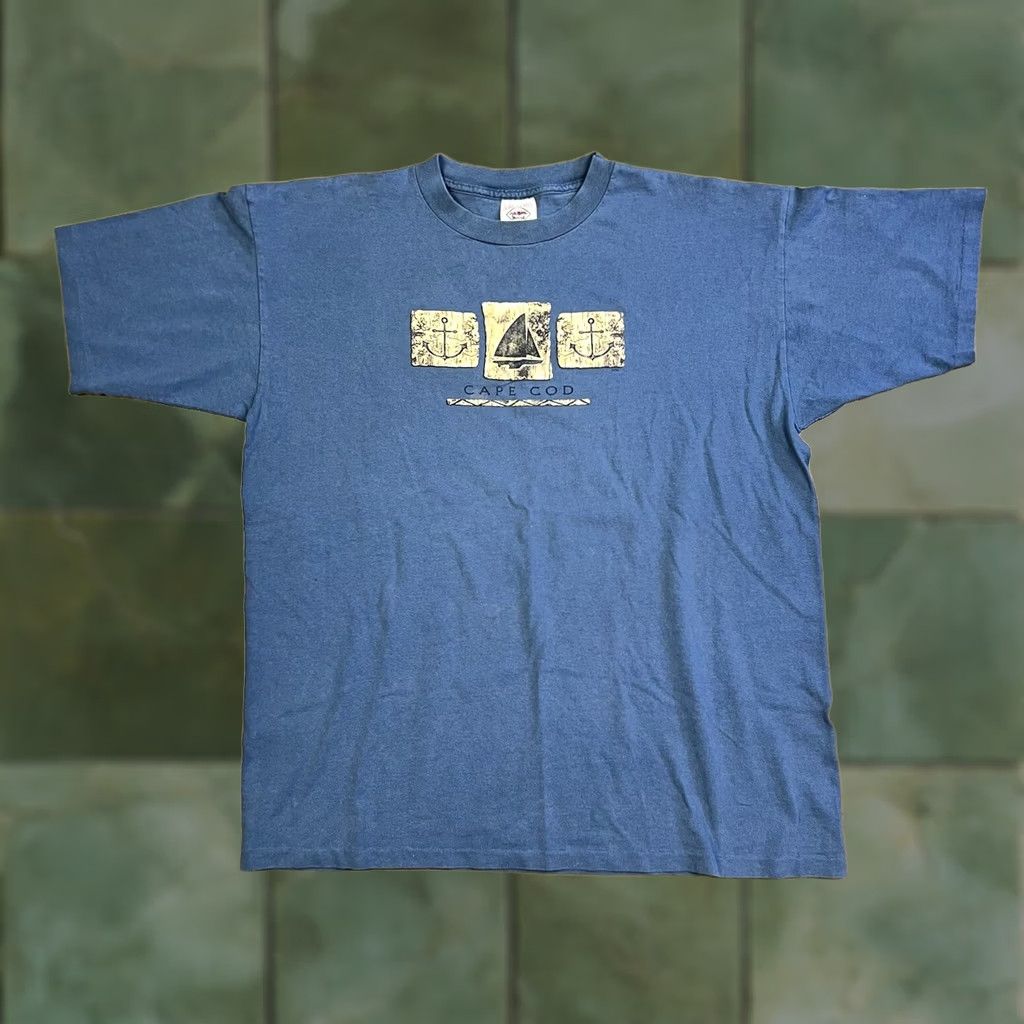Vintage VINTAGE Cape Cod Sail Boat Graphic Tee T-Shirt XL Unisex Adults 90s USA Blue 100% Cotton Single Stitch Prairie Mountain Mens Womens Size US XL / EU 56 / 4 - 1 Thumbnail