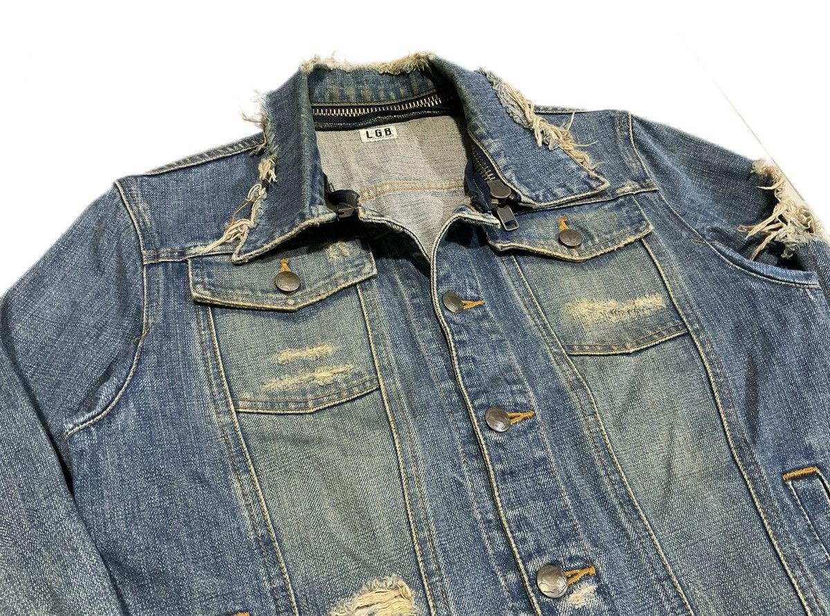 Hysteric Glamour × If Six Was Nine × Le Grande Bleu (L.G.B.) 🔥Rare Archived L.G.B. Destroy Frayed Denim Jacket Size US M / EU 48-50 / 2 - 4 Thumbnail