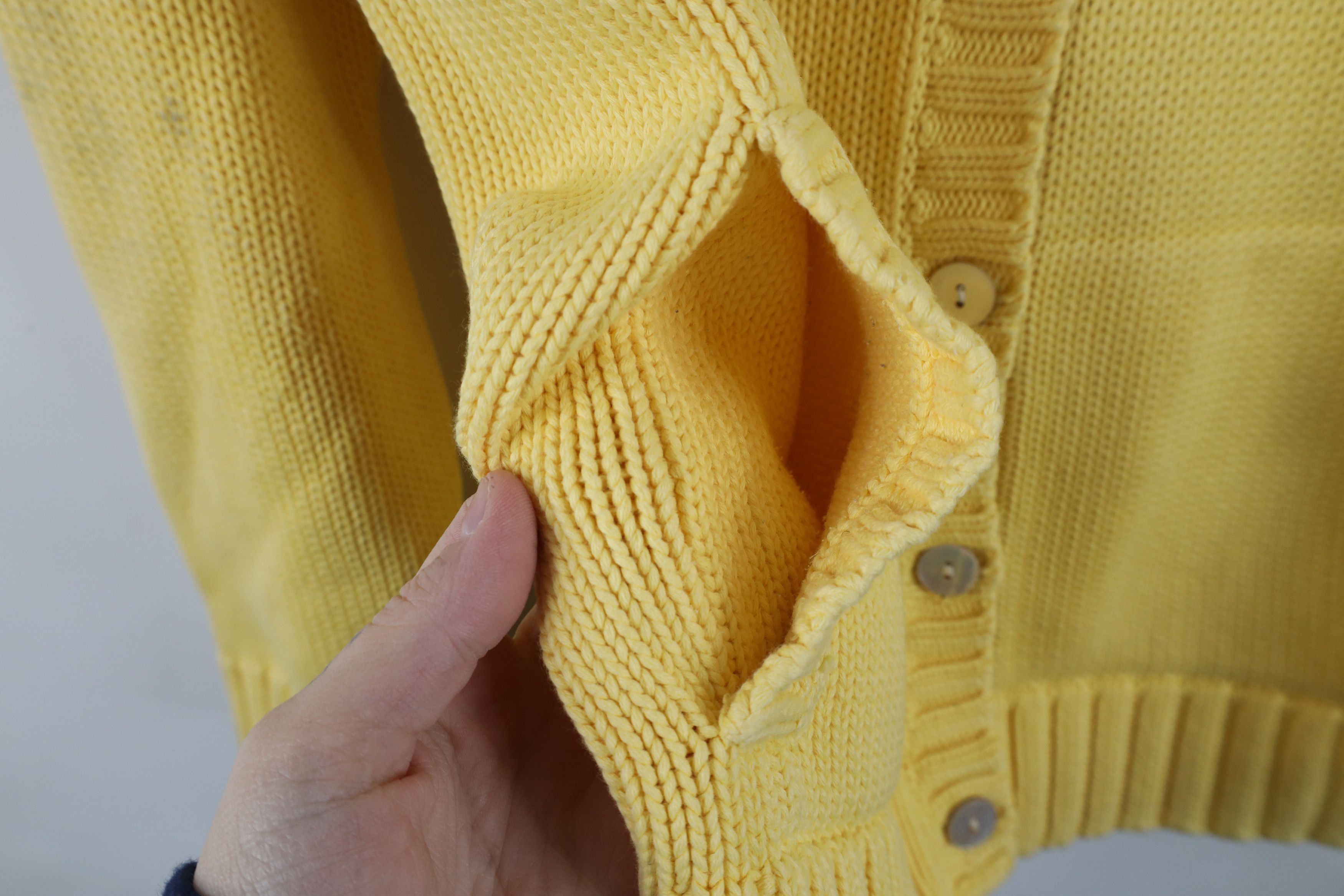 Lands' End × Vintage Vintage 90s Lands End Knit Cardigan Sweater Yellow Japan Size XL / US 12-14 / IT 48-50 - 7 Thumbnail