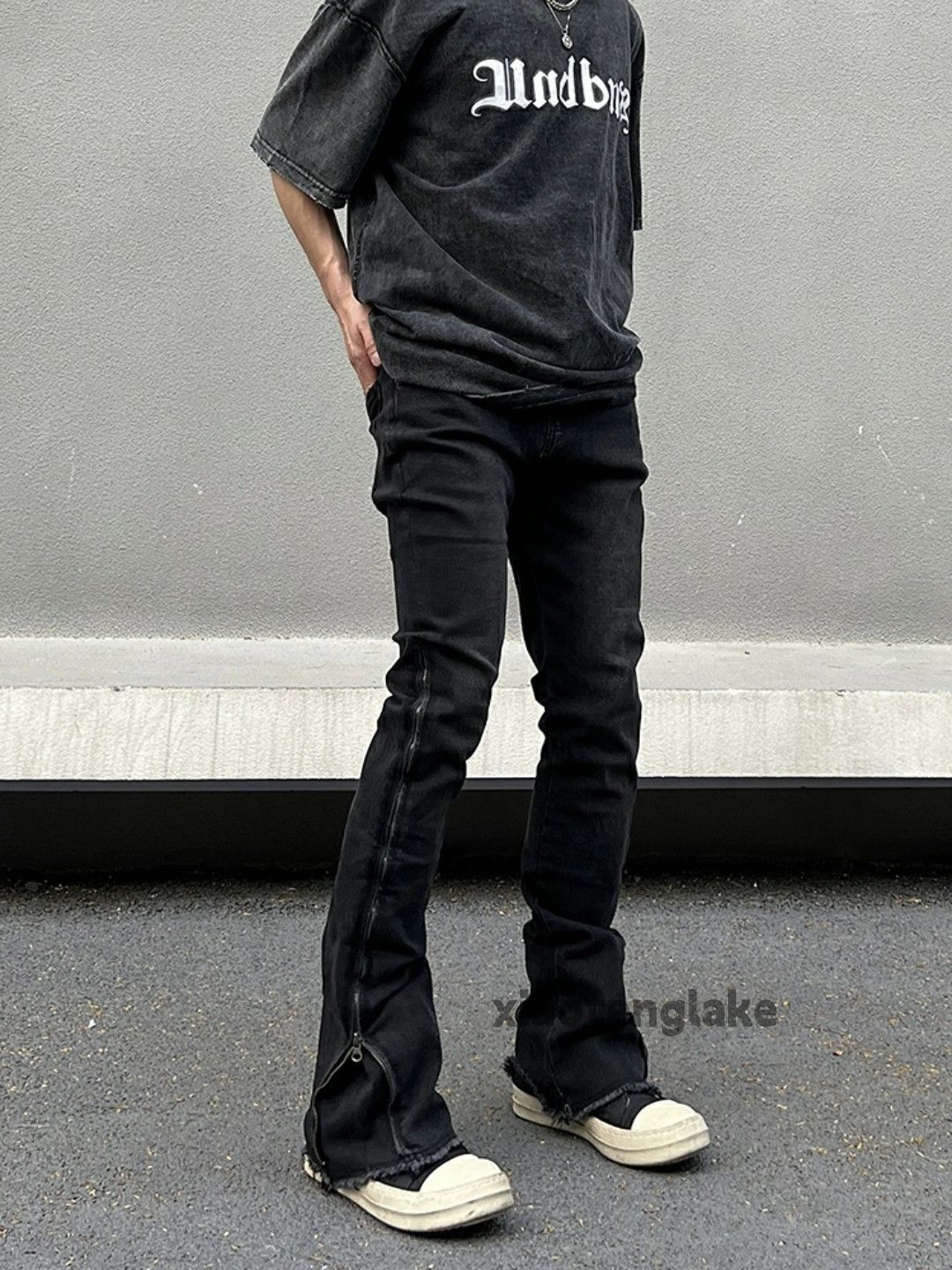 Jean × Vintage washed faded zipper utility punk grunge flared jeans Size US 32 / EU 48 - 1 Thumbnail