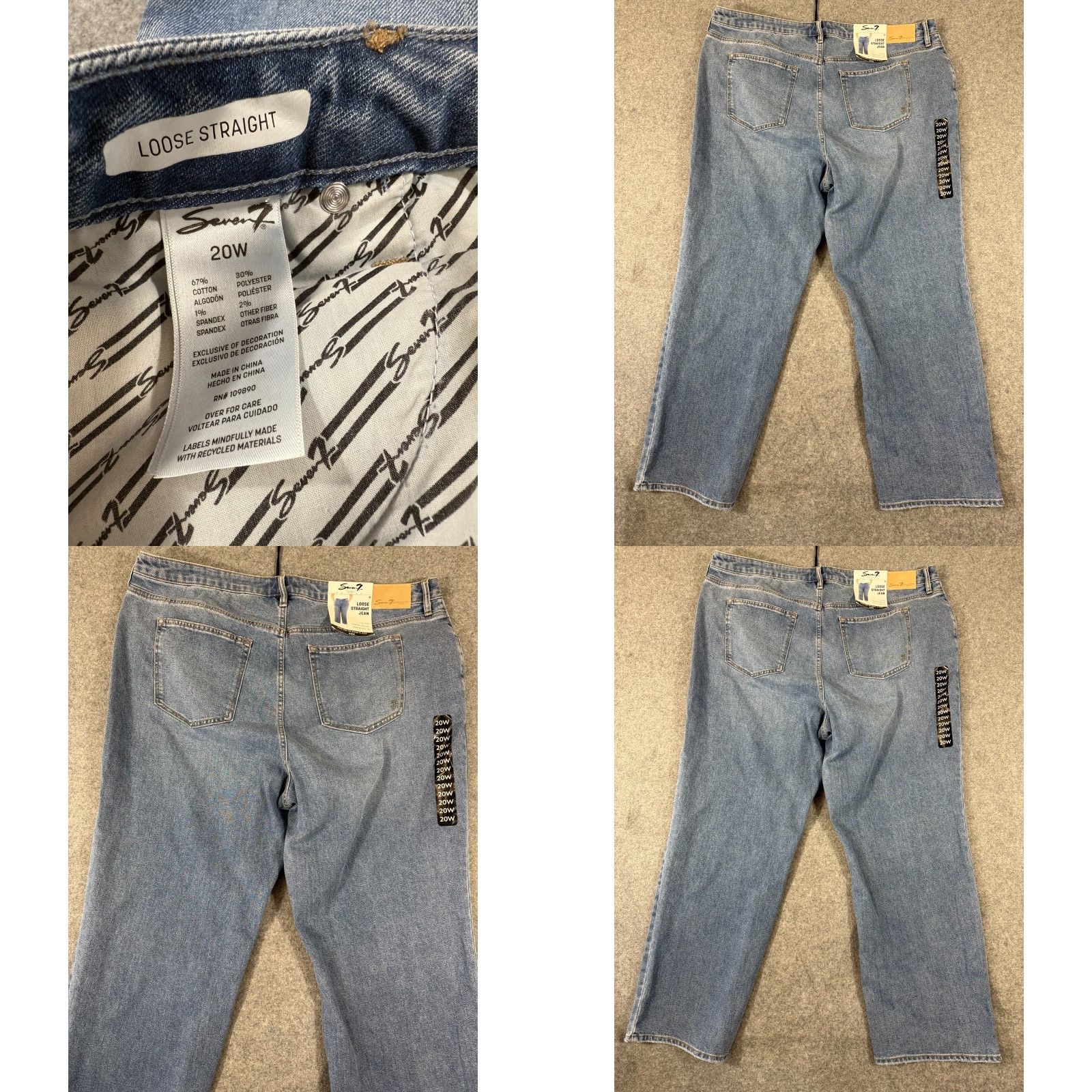 Vintage VINTAGE Seven7 High Rise Loose Straight Leg Jeans Womens 20W Blue Denim Stretch NWT Size 42" / US 20 - 8 Thumbnail