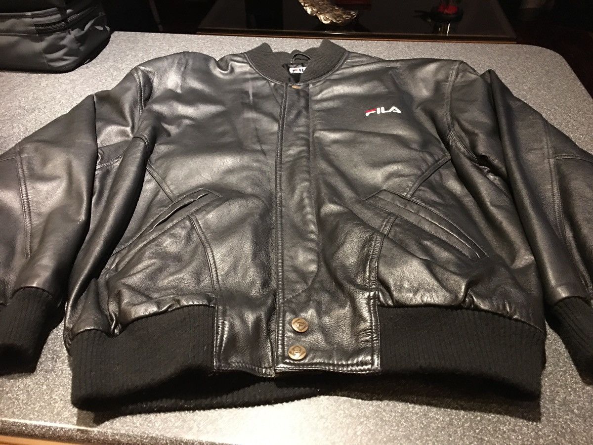 Fila × Vintage Vintage FILA Leather Jacket Size US XL / EU 56 / 4 - 2 Thumbnail