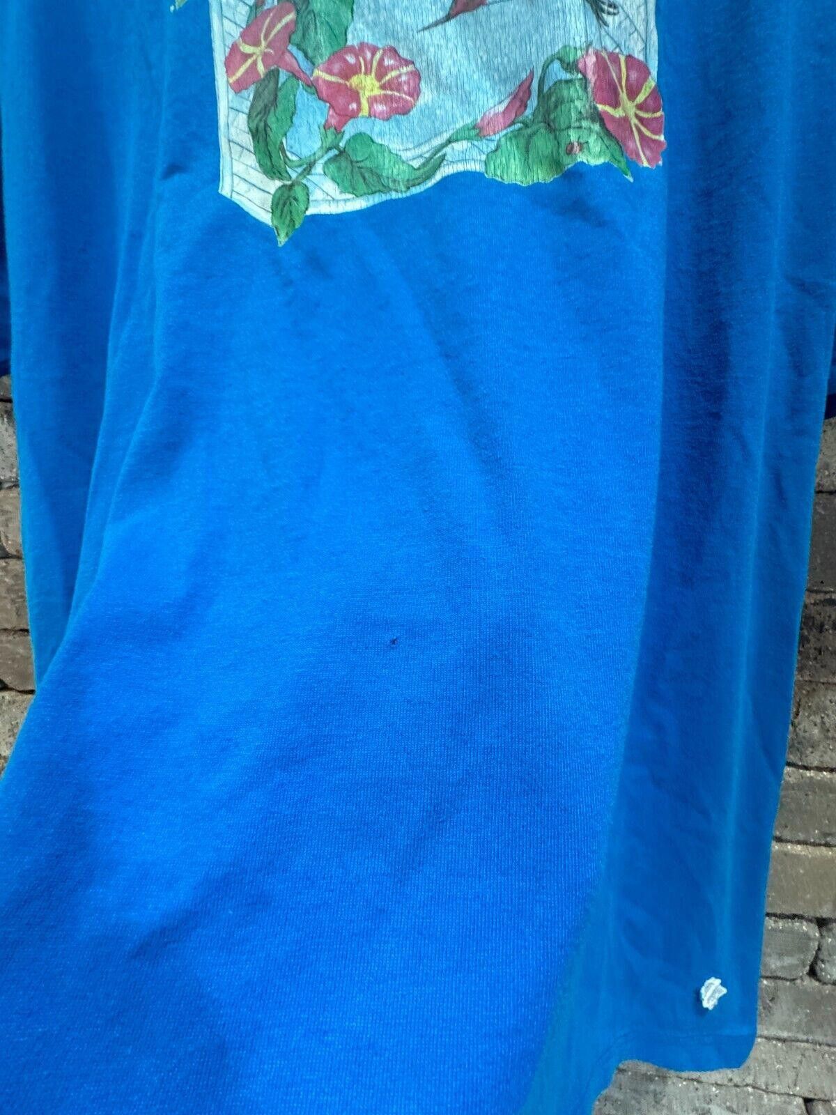 Jerzees Vintage 90s Hummingbird Ladybug Blue Jerzees Made in The USA Size L / US 10 / IT 46 - 6 Thumbnail