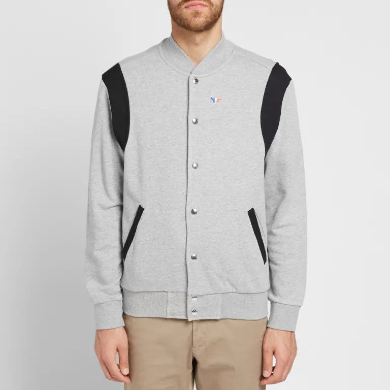 Maison Kitsune MAISON KITSUNE Paris Teddy Jacket Bomber Grey Tricolour Fox Size US M / EU 48-50 / 2 - 1 Thumbnail