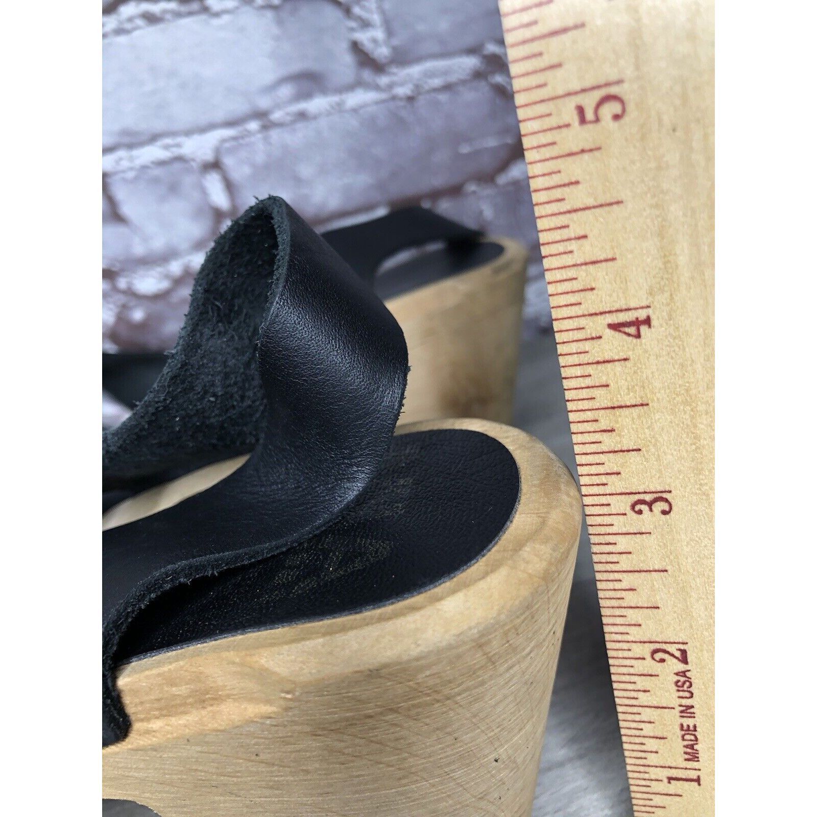 Other MIA Greta Black Leather Ankle Strap Wooden Heel Sandals Wome Size US 7.5 / IT 37.5 - 19 Thumbnail